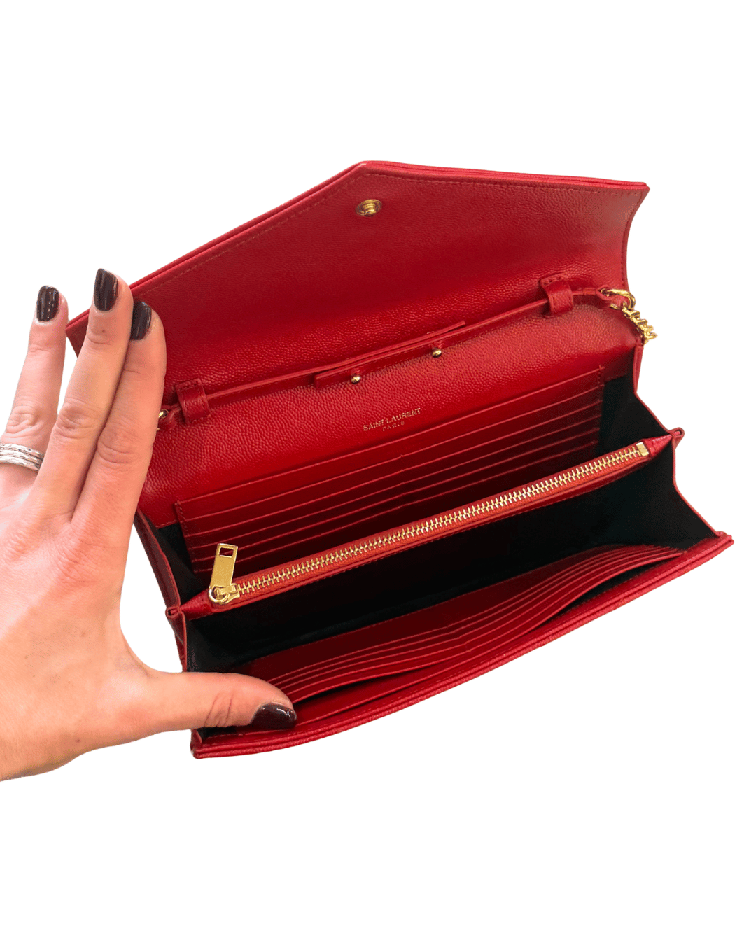 CASSANDRA YSL PELLE GRAIN DE POUDRE ROSSA