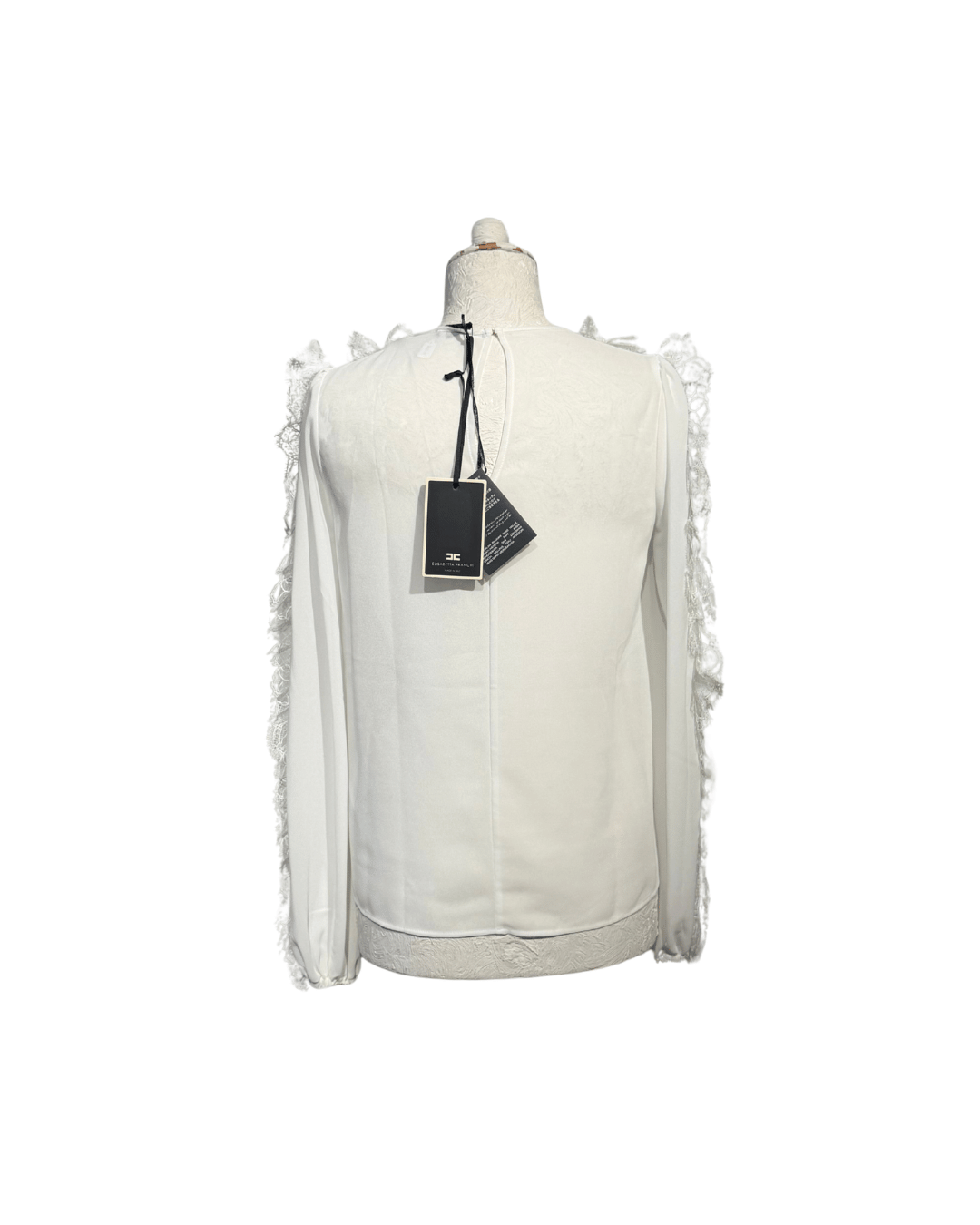 CAMICIA BLUSA ELISABETTA FRANCHI AVORIO CON PIZZO Tg 40