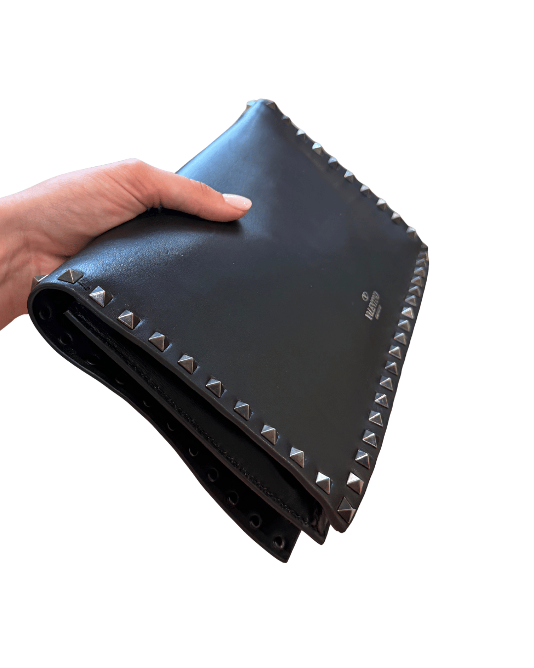CLUTCH POCHETTE PELLE LISCIA NERA VALENTINO