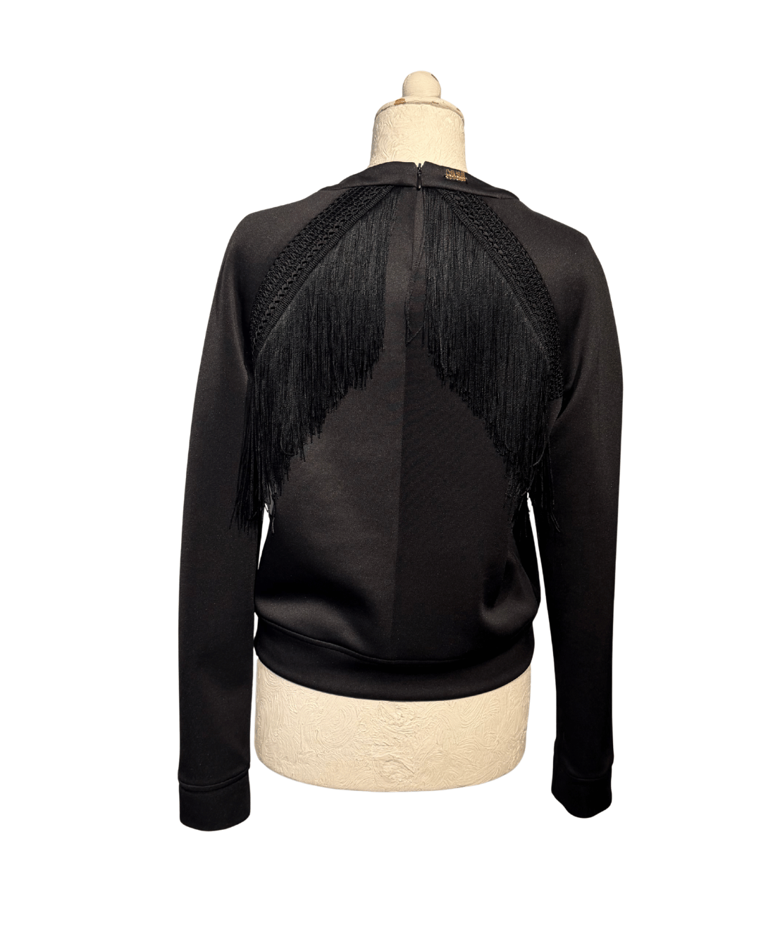 FELPA CAVALLI NERA CON FRANGE Tg S