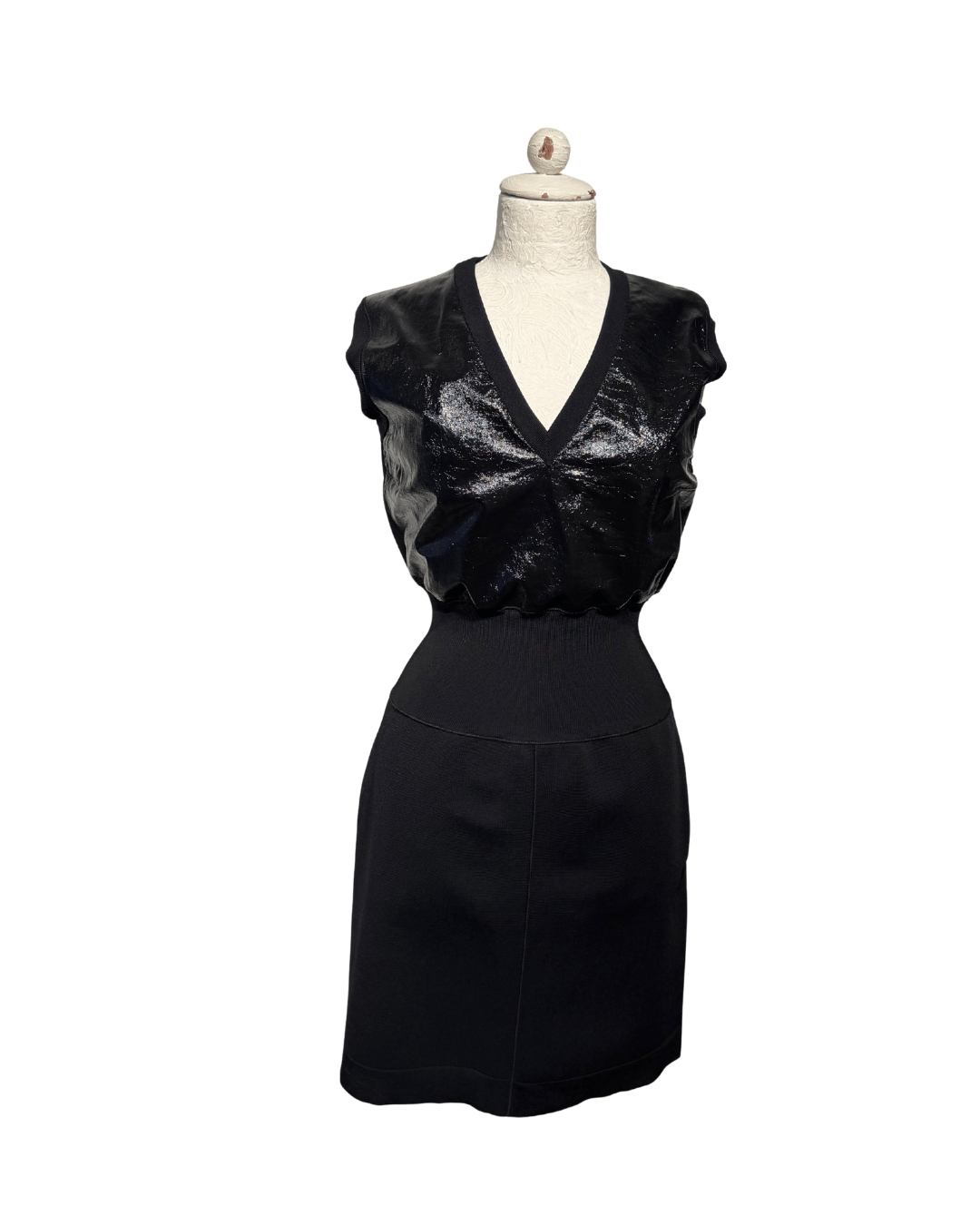 ABITO LOUIS VUITTON CON DETTAGLIO IN PELLE LUCIDA