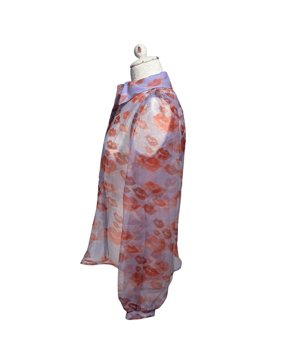 CAMICIA IN ORGANZA CON STAMPA BACI SEMITRASPARENTE Tg 40