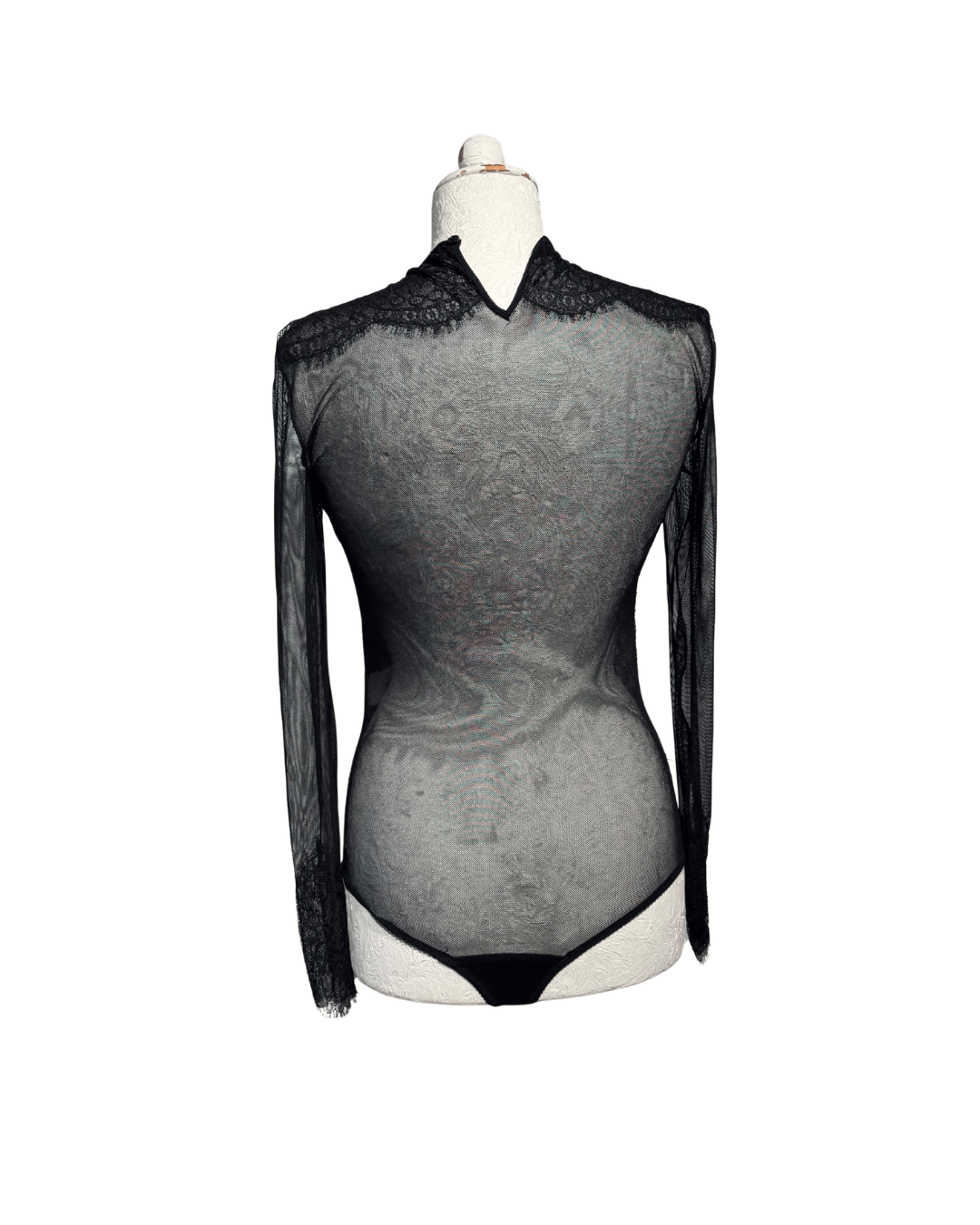 BODY IN PIZZO TRASPARENTE NERO ELISABETTA FRANCHI Tg 42