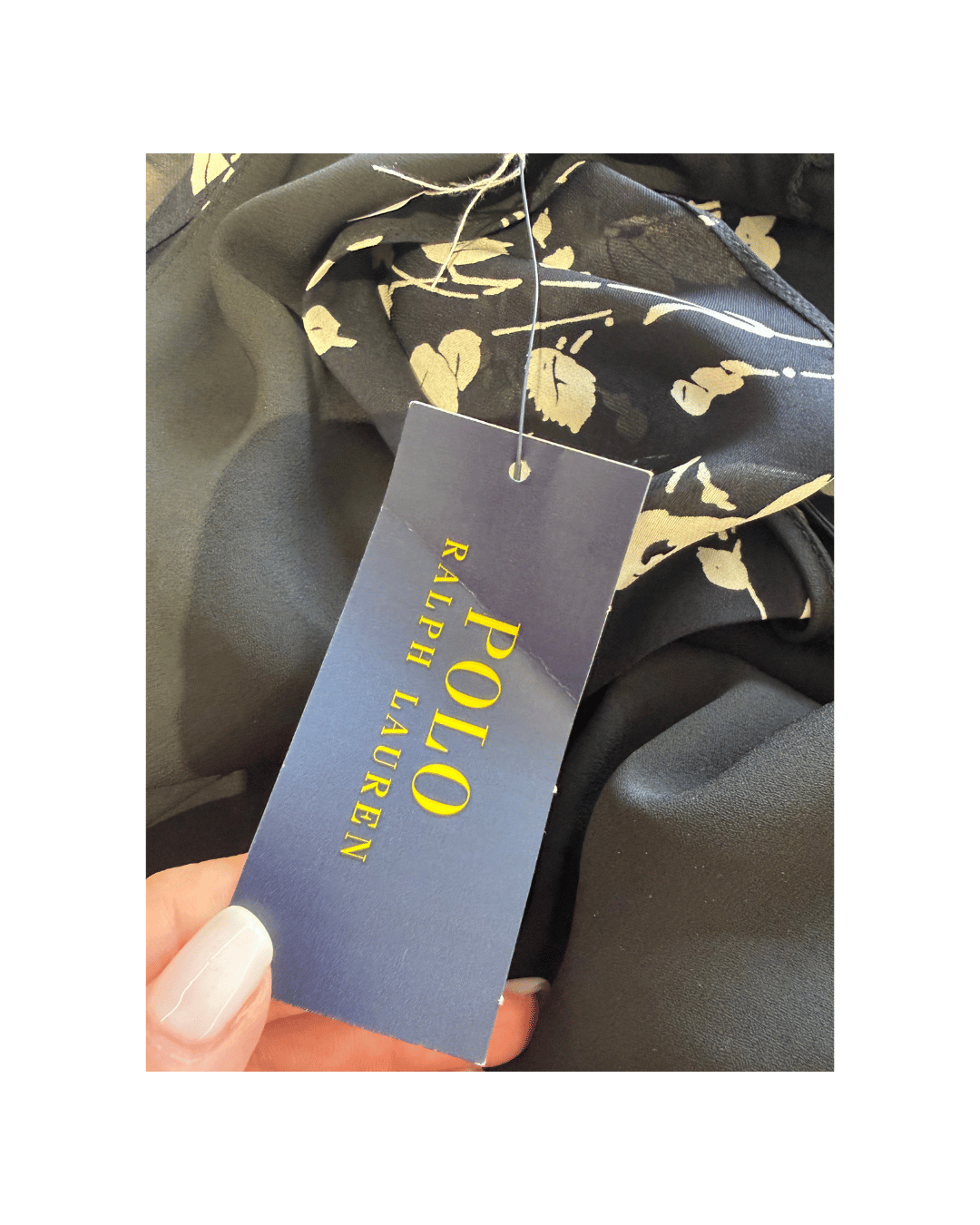 TOP SETA RALPH LAUREN BIANCO E NERO FIORI Tg 40
