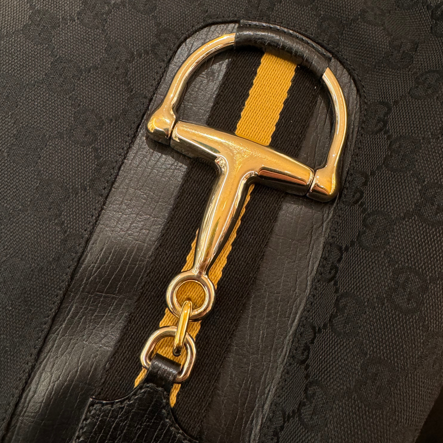 BORSA GUCCI FASCIA WEB NERA GIALLA