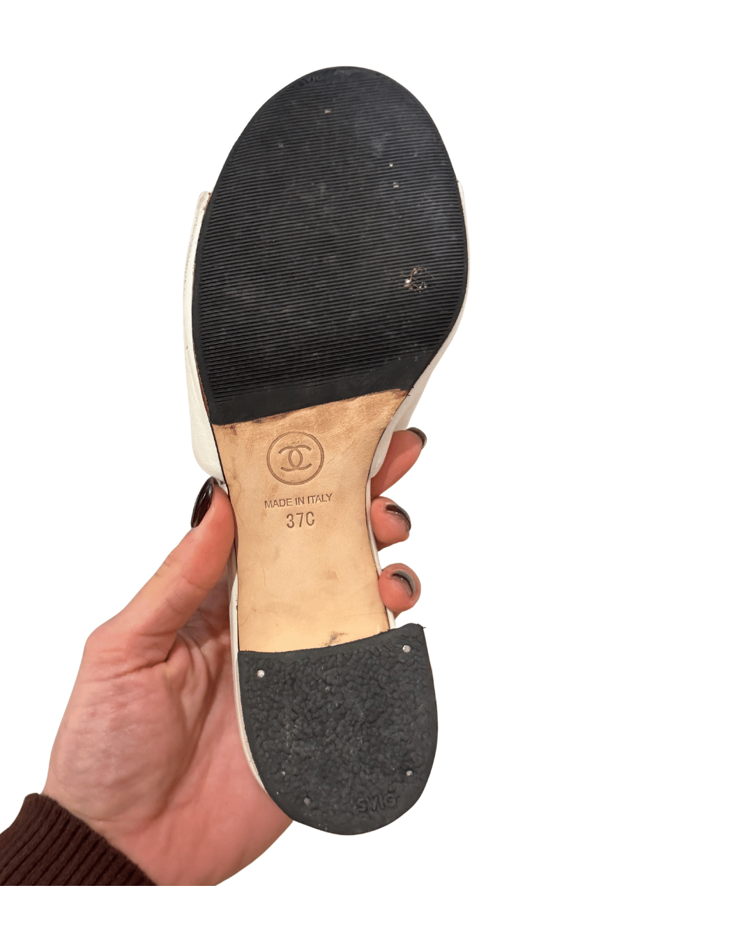 CIABATTINE CHANEL BIANCHE CON TACCO LOGO CC Nr 37