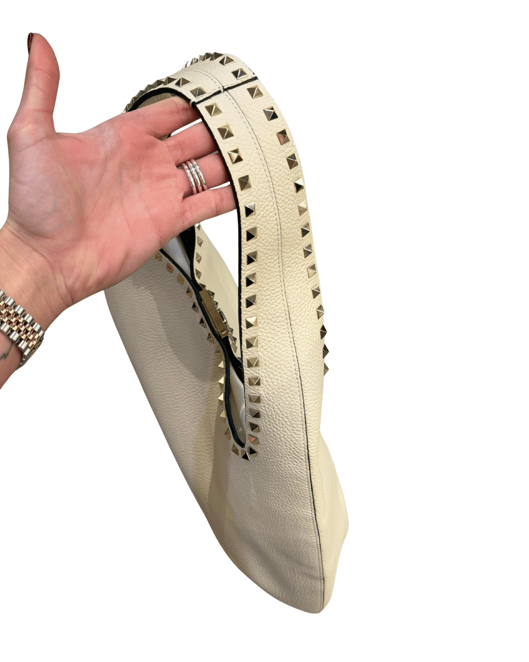 VALENTINO HOBO BAG CREMA BORCHIE