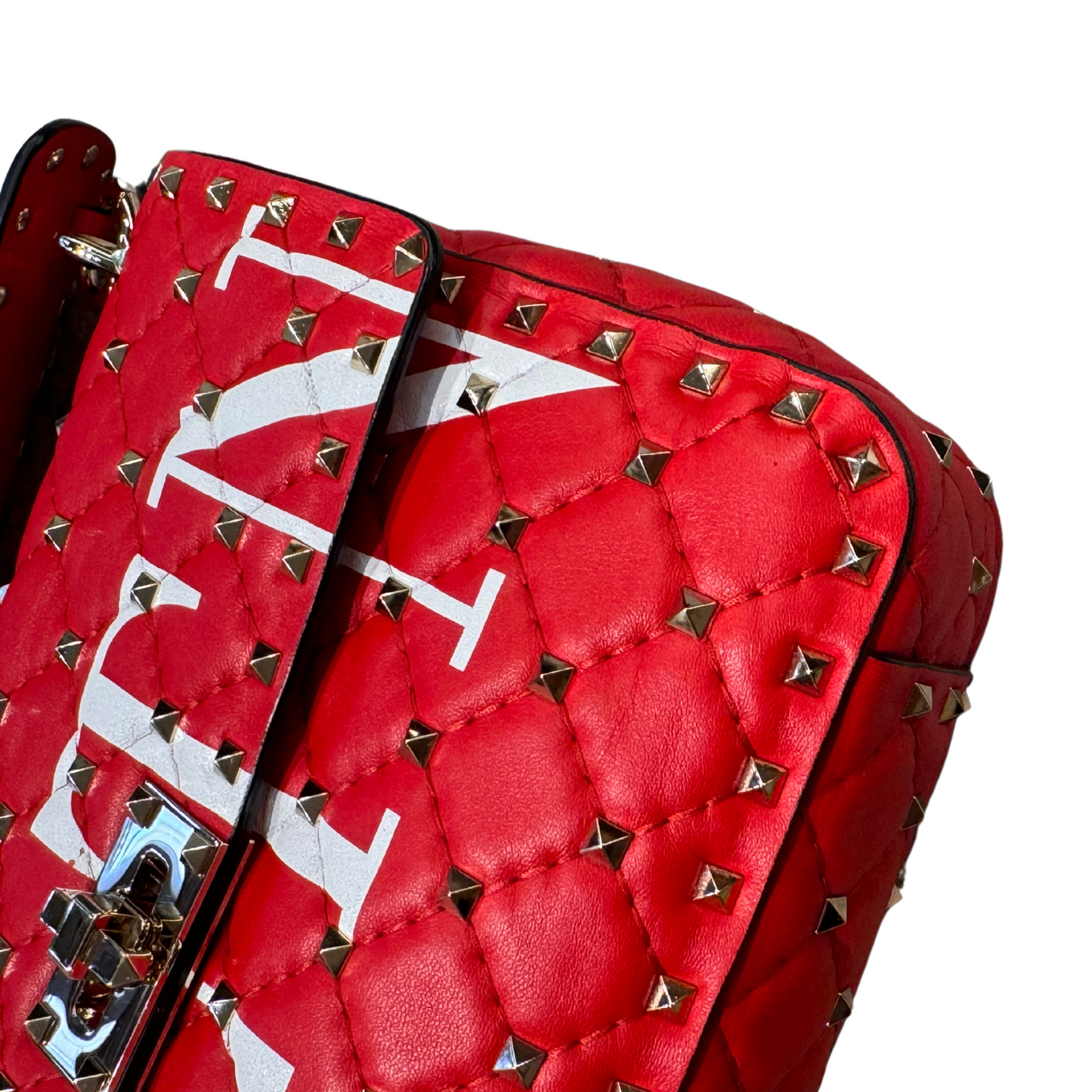 VALENTINO SPIKE ROSSA SCRITTA BIANCA