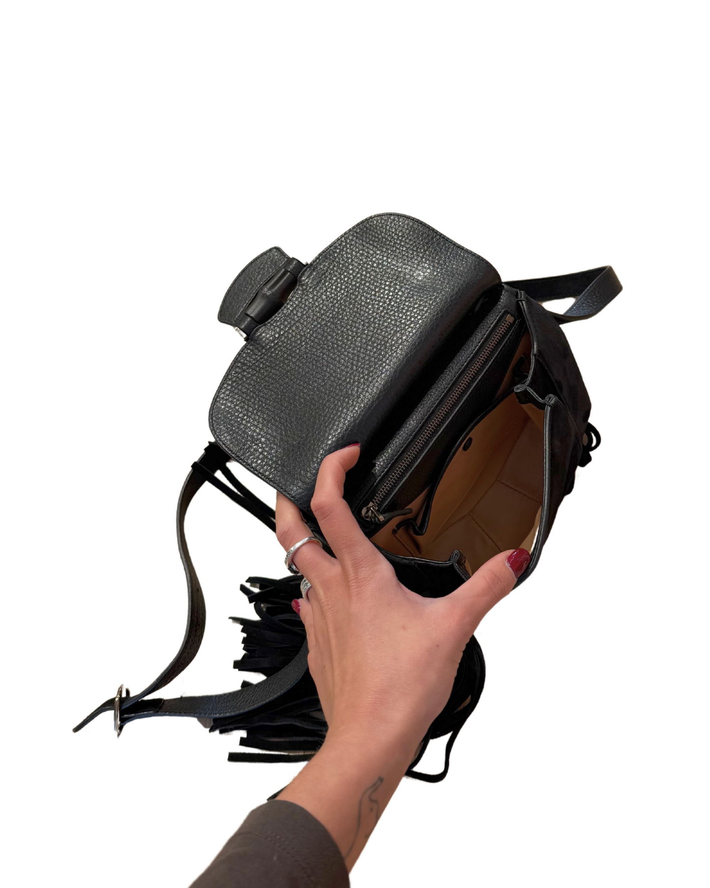 BORSA GUCCI NERA FRANGE