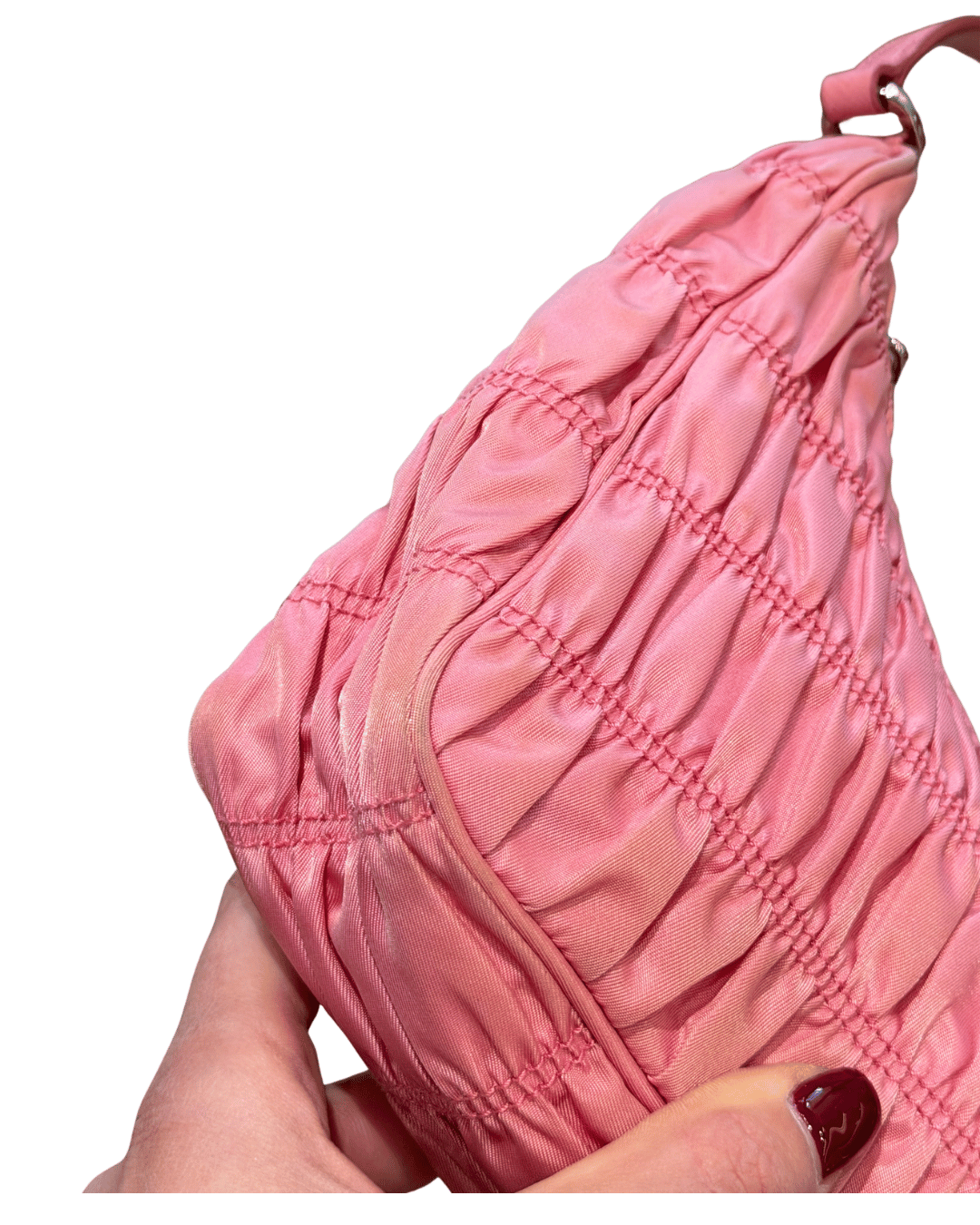 PRADA IN NYLON ROSA TESSUTO GAUFRE