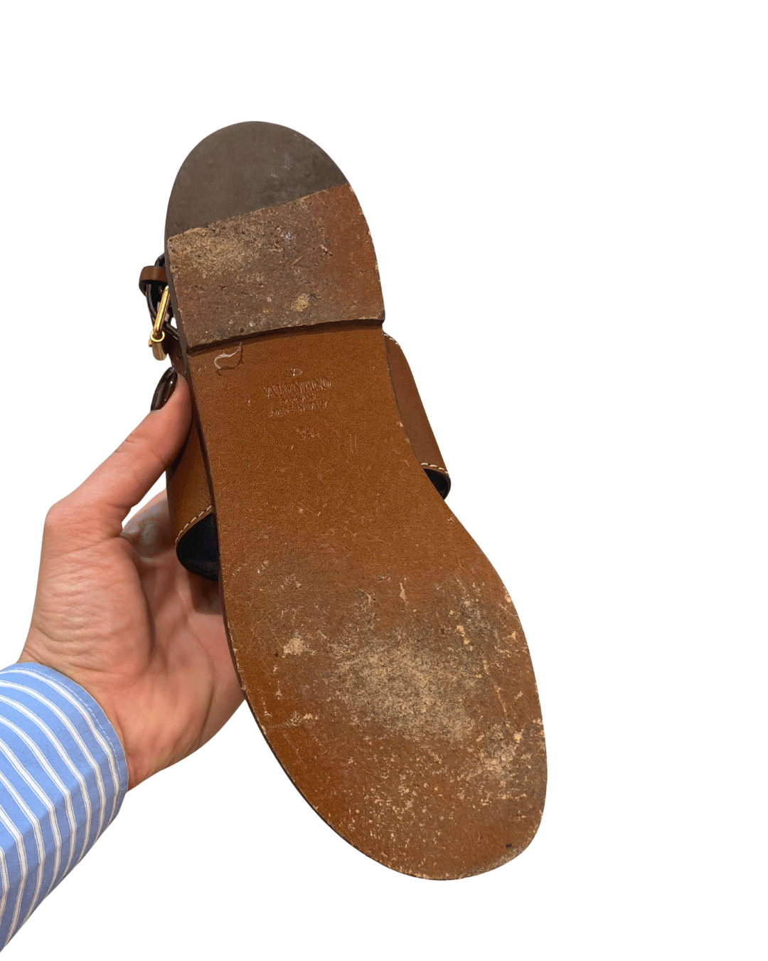 SANDALI INFRADITO VALENTINO PELLE COLOR CUOIO