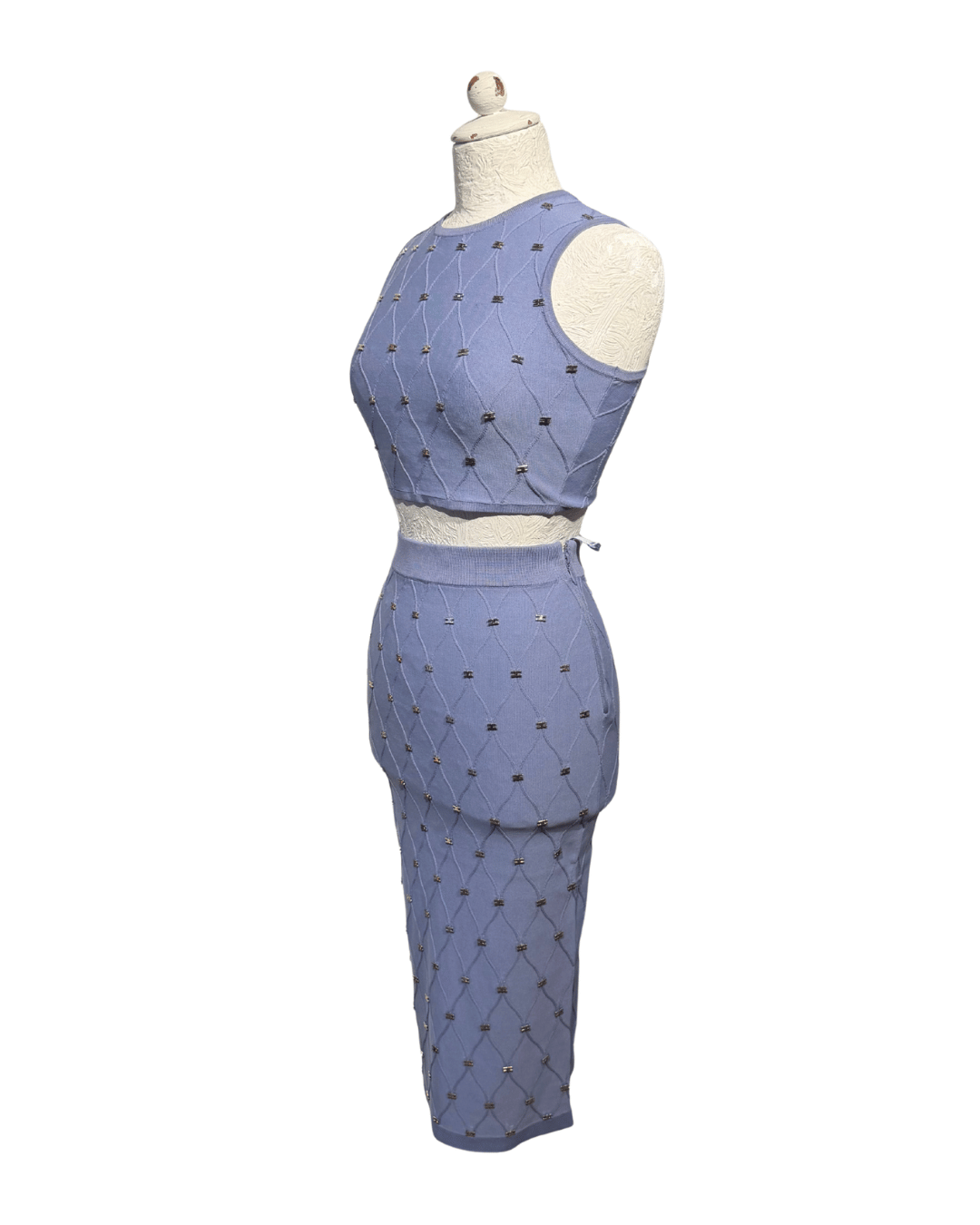 COMPLETO IN MAGLIA INDACO ELISABETTA FRANCHI Tg 40