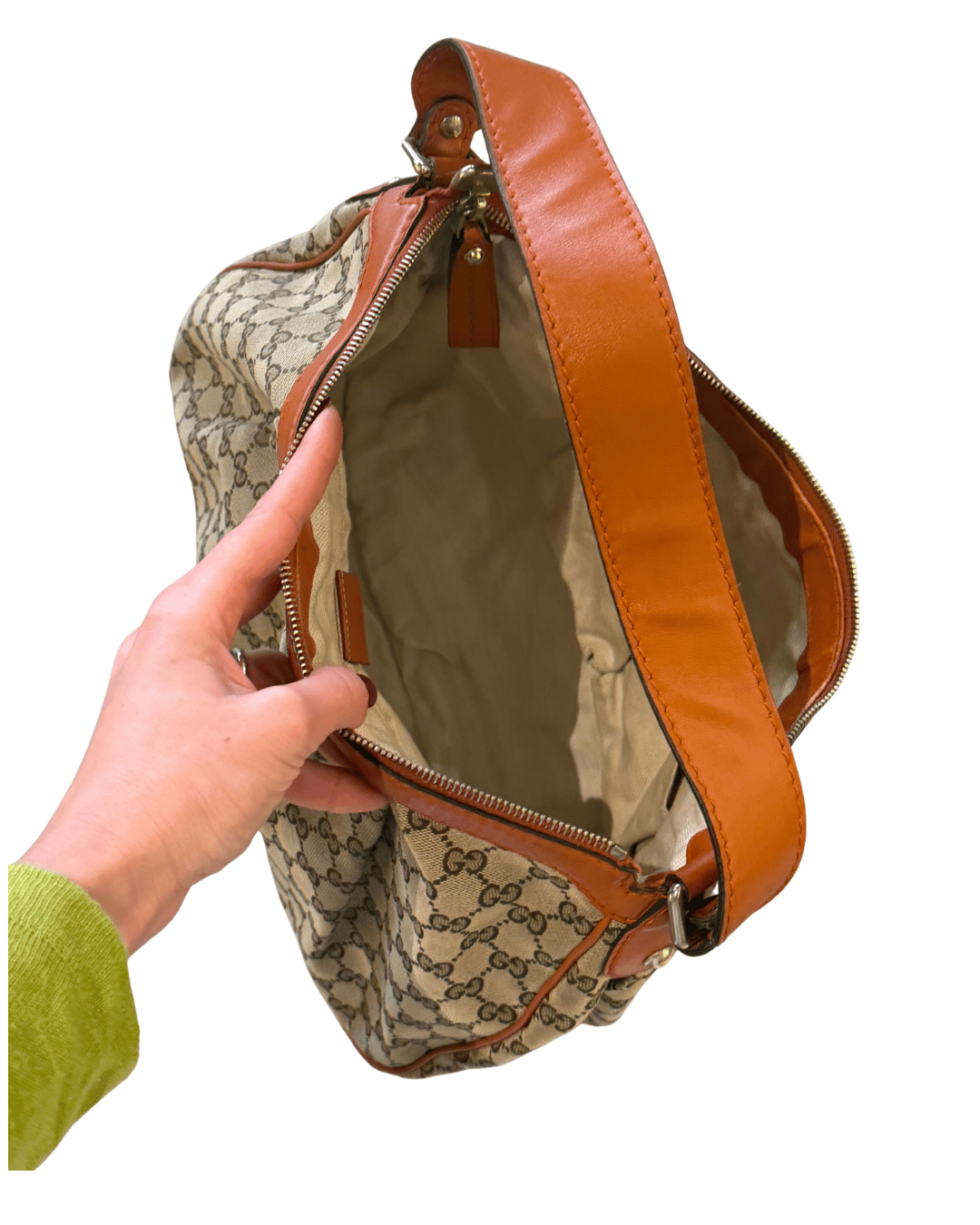 BORSA DI GUCCI GG SUPREME CON RIFINITURE ARANCIONI