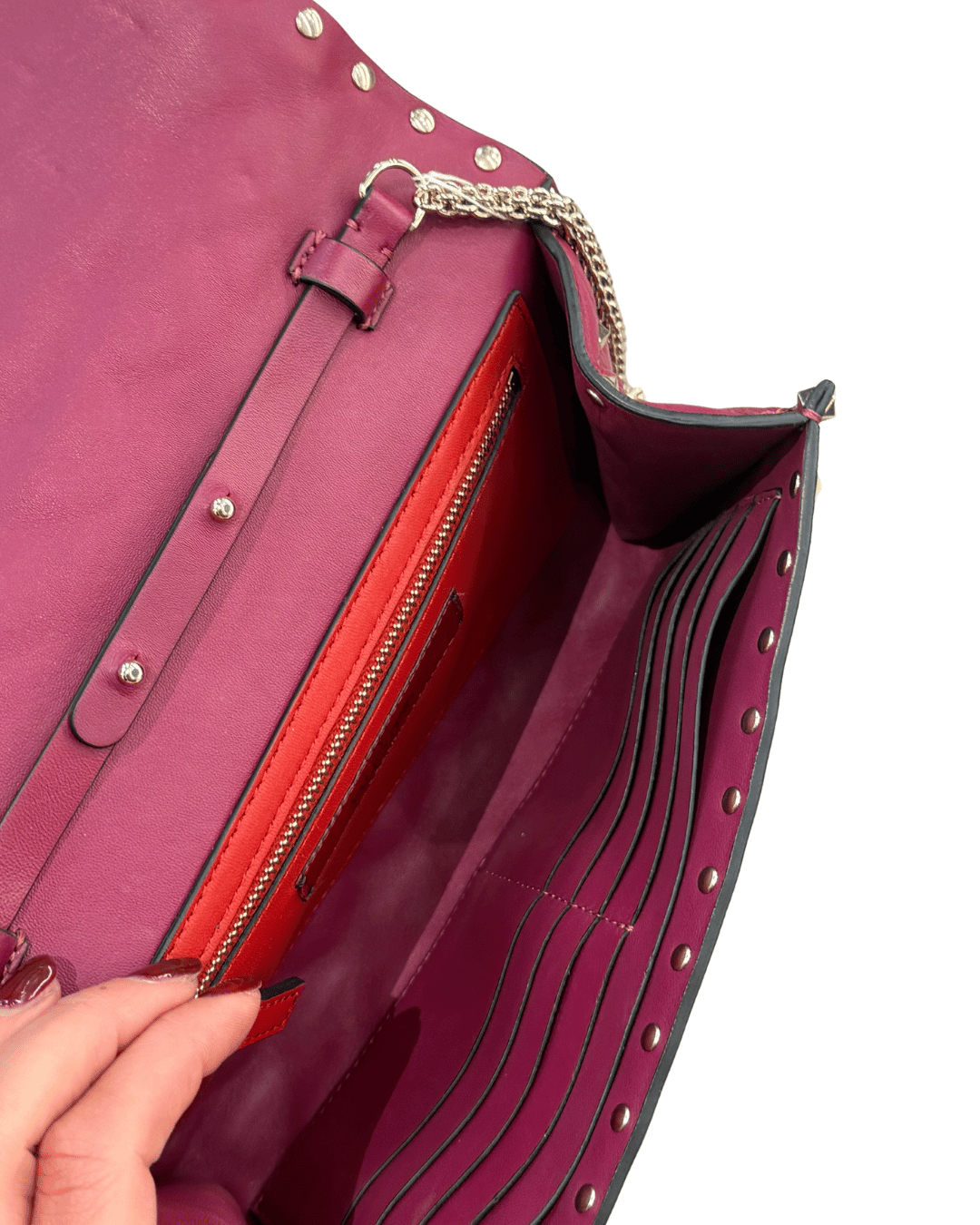 POCHETTE SPIKE VALENTINO COLOR VINACCIA