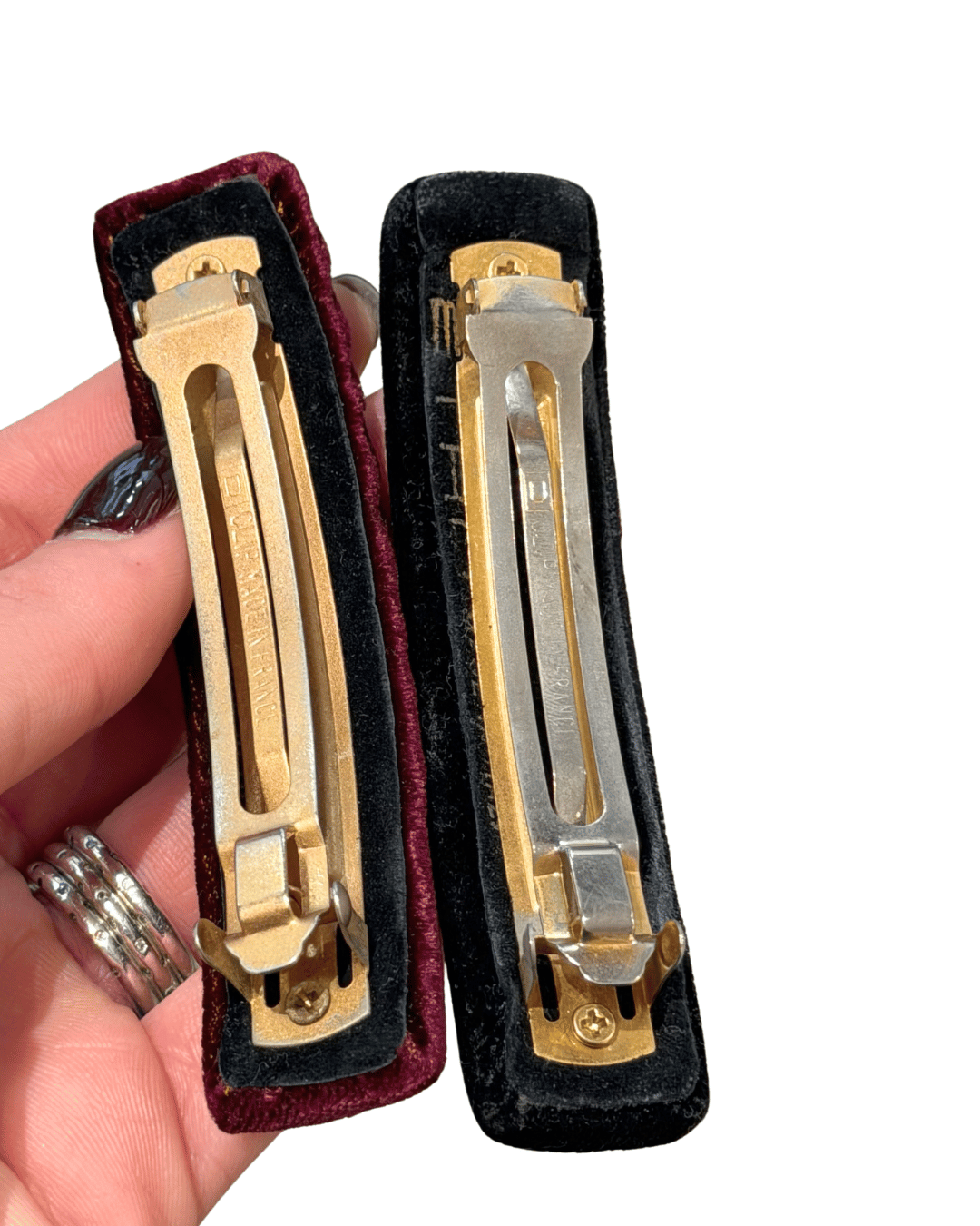 SET FERMAGLI ETRO VELLUTO NERO E BORDEAUX