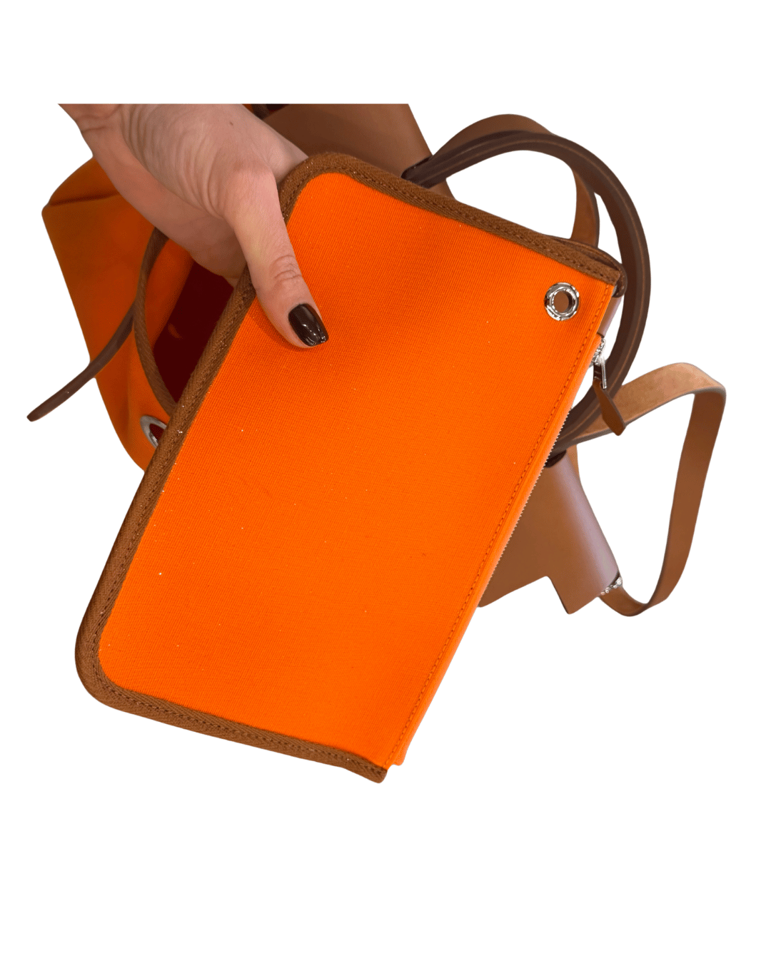 HERBAG HERMES ARANCIONE RIFINITURE CUOIO