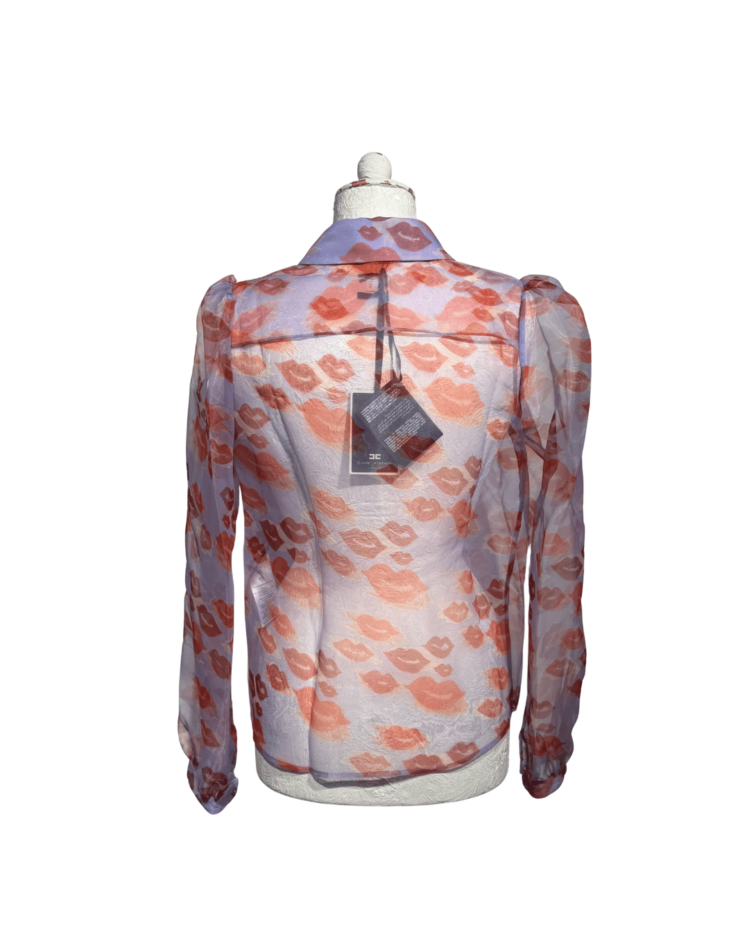 CAMICIA IN ORGANZA CON STAMPA BACI SEMITRASPARENTE Tg 40