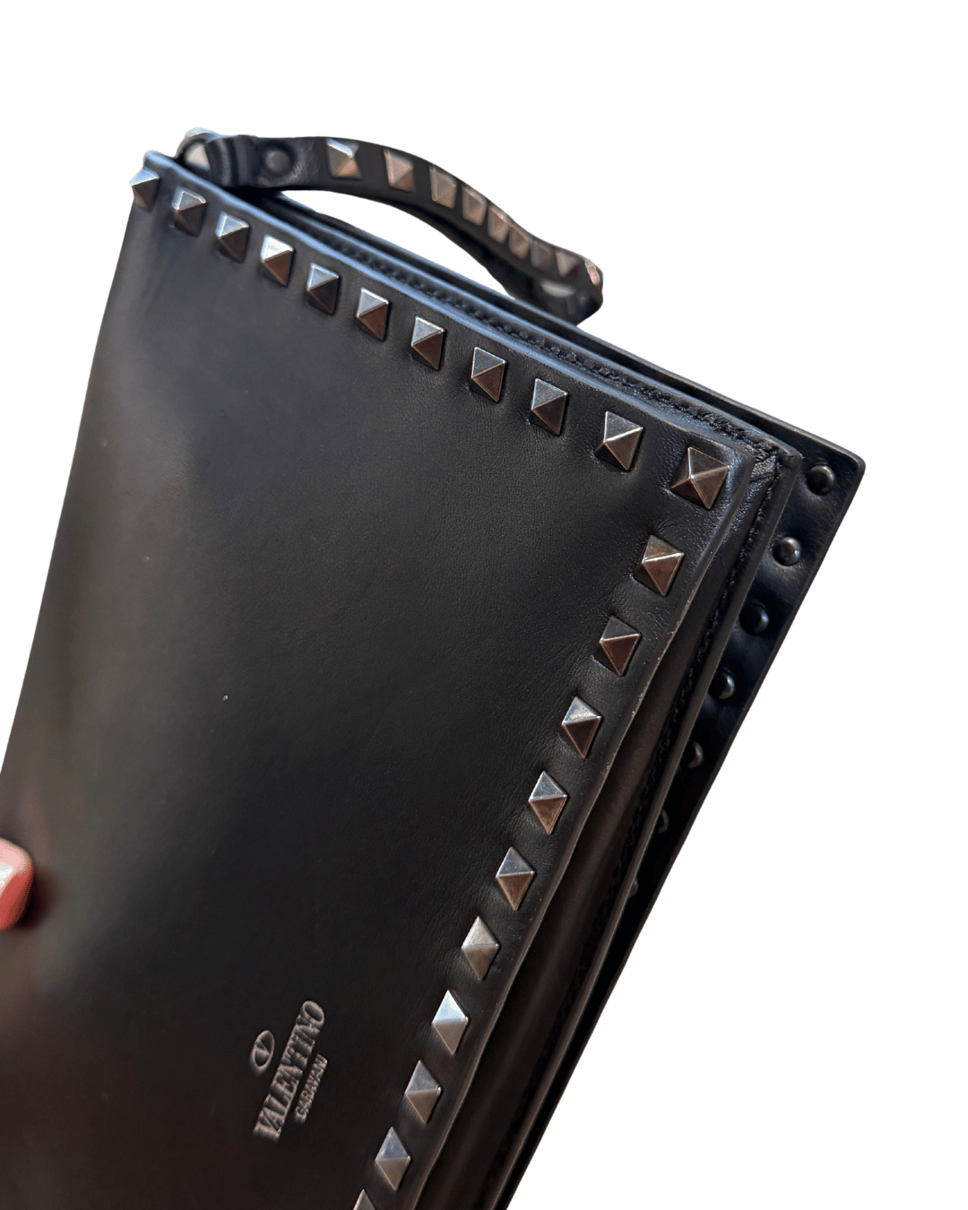 CLUTCH POCHETTE PELLE LISCIA NERA VALENTINO