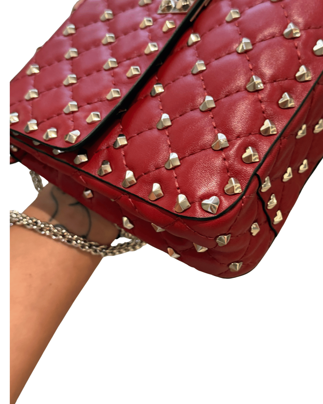 VALENTINO SPIKE MEDIA ROSSA BORCHIE CUORE