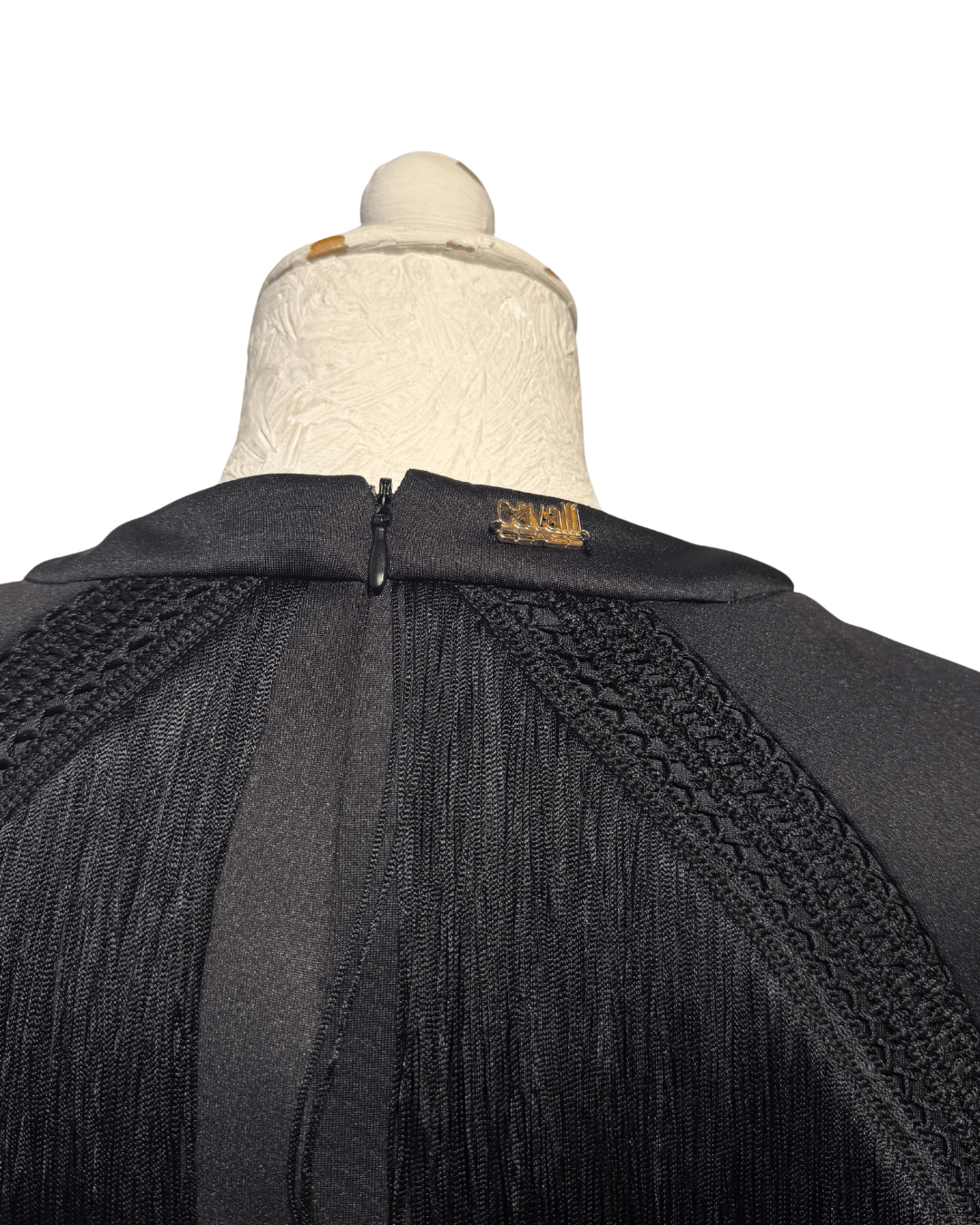FELPA CAVALLI NERA CON FRANGE Tg S