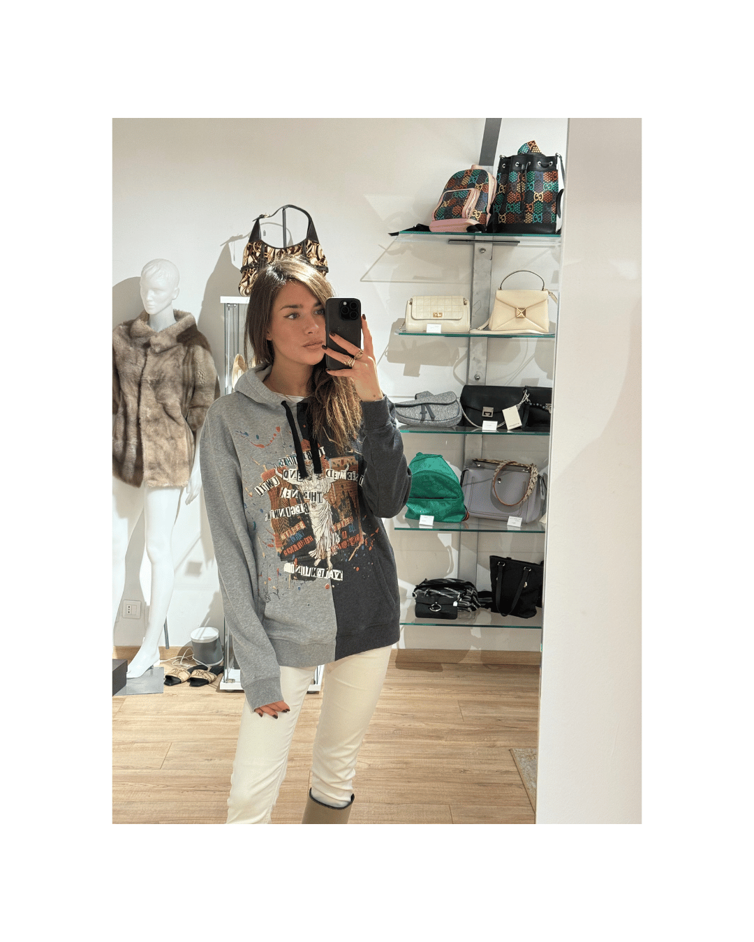 FELPA GRIGIA BICOLORE VALETINO