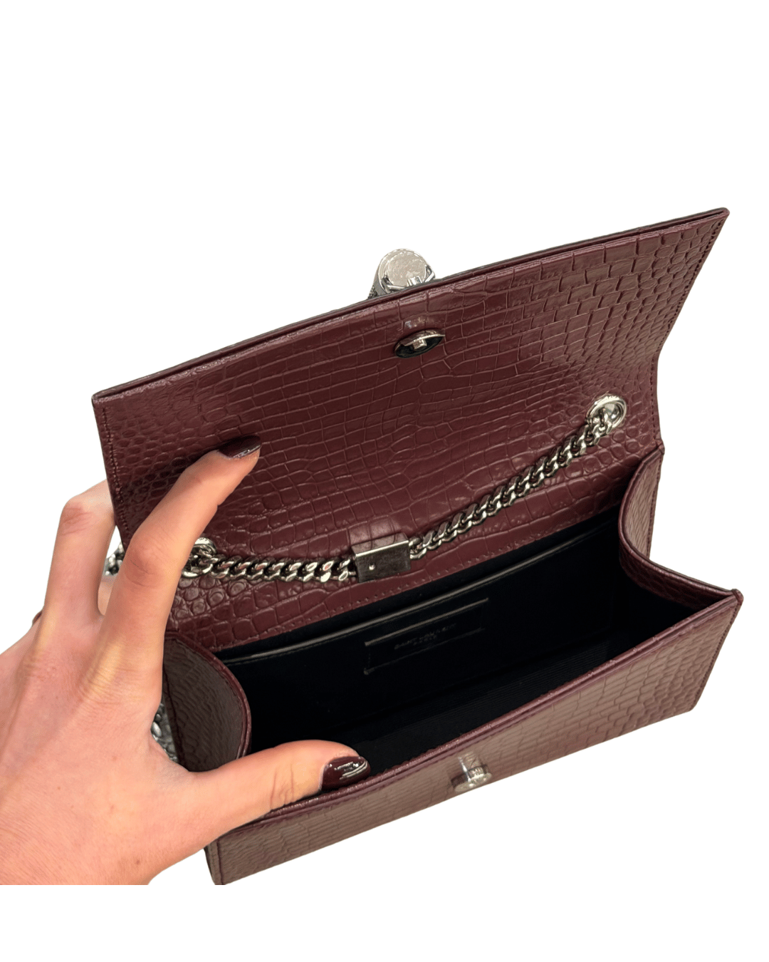 KATE SMALL YSL STAMPA COCCO MELANZANA