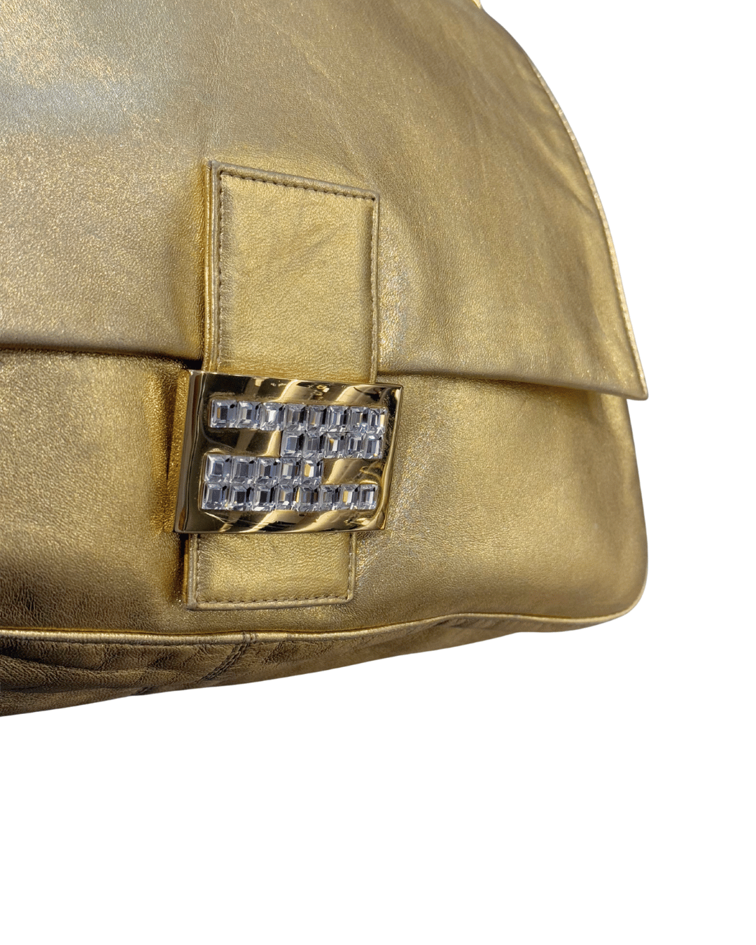 BORSA FENDI A SPALLA PELLE LAMINATA ORO