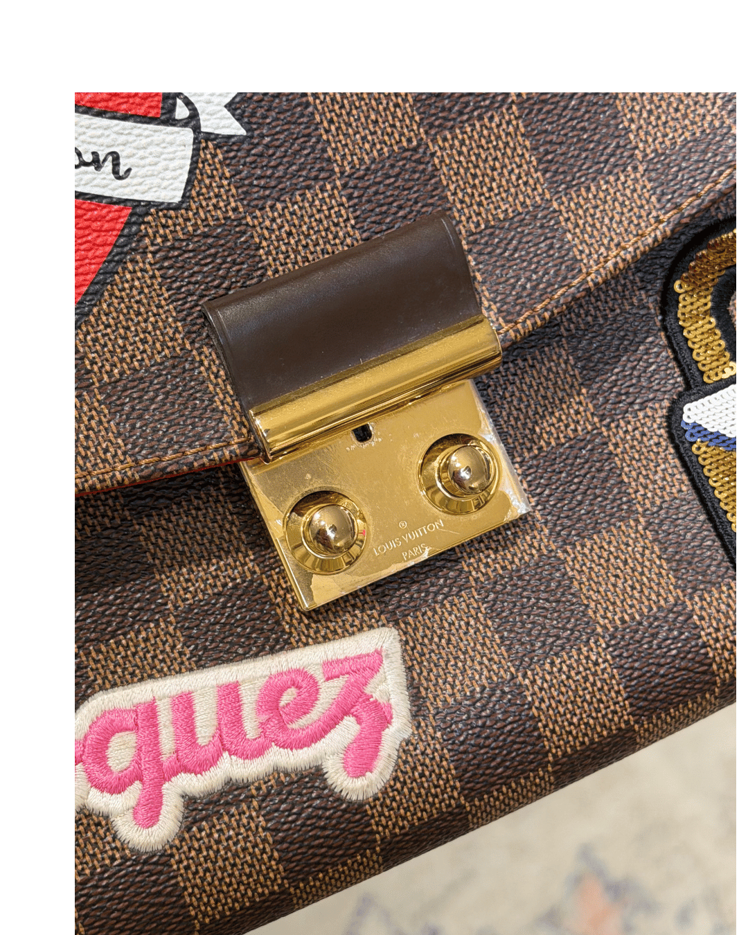 LOUIS VUITTON CROISETTE PATCHES DAMIER EBENE