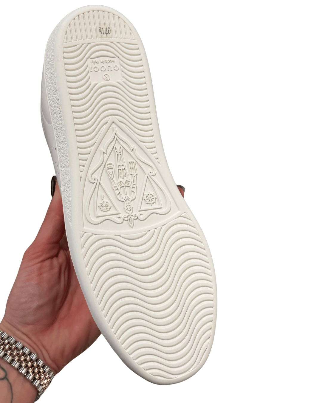 SNEAKERS NUOVE GUCCI ACE BIANCHE INSERTO GRIGIO Nr 37.5