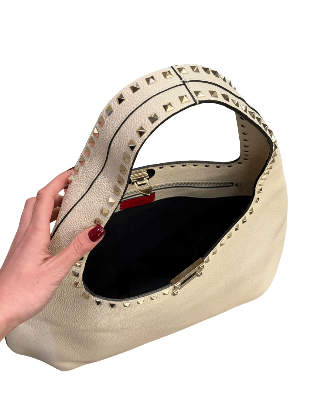 VALENTINO HOBO BAG CREMA BORCHIE