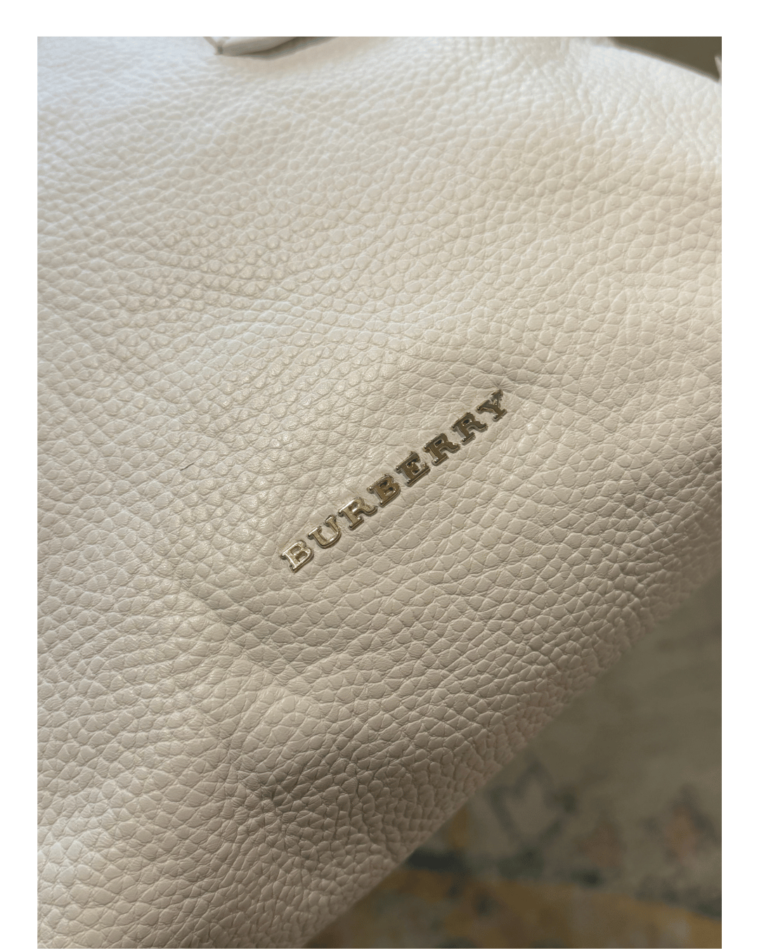 BORSA BURBERRY PELLE BIANCA MARTELLATA