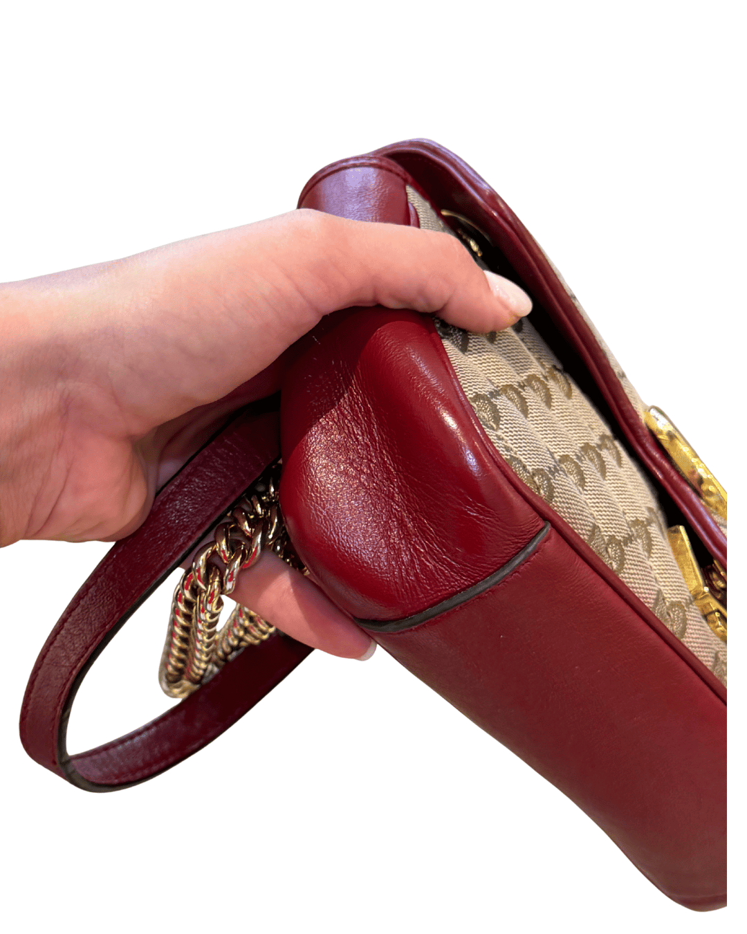 GUCCI MARMONT SMALL GG SUPREME RIFINITURE ROSSE
