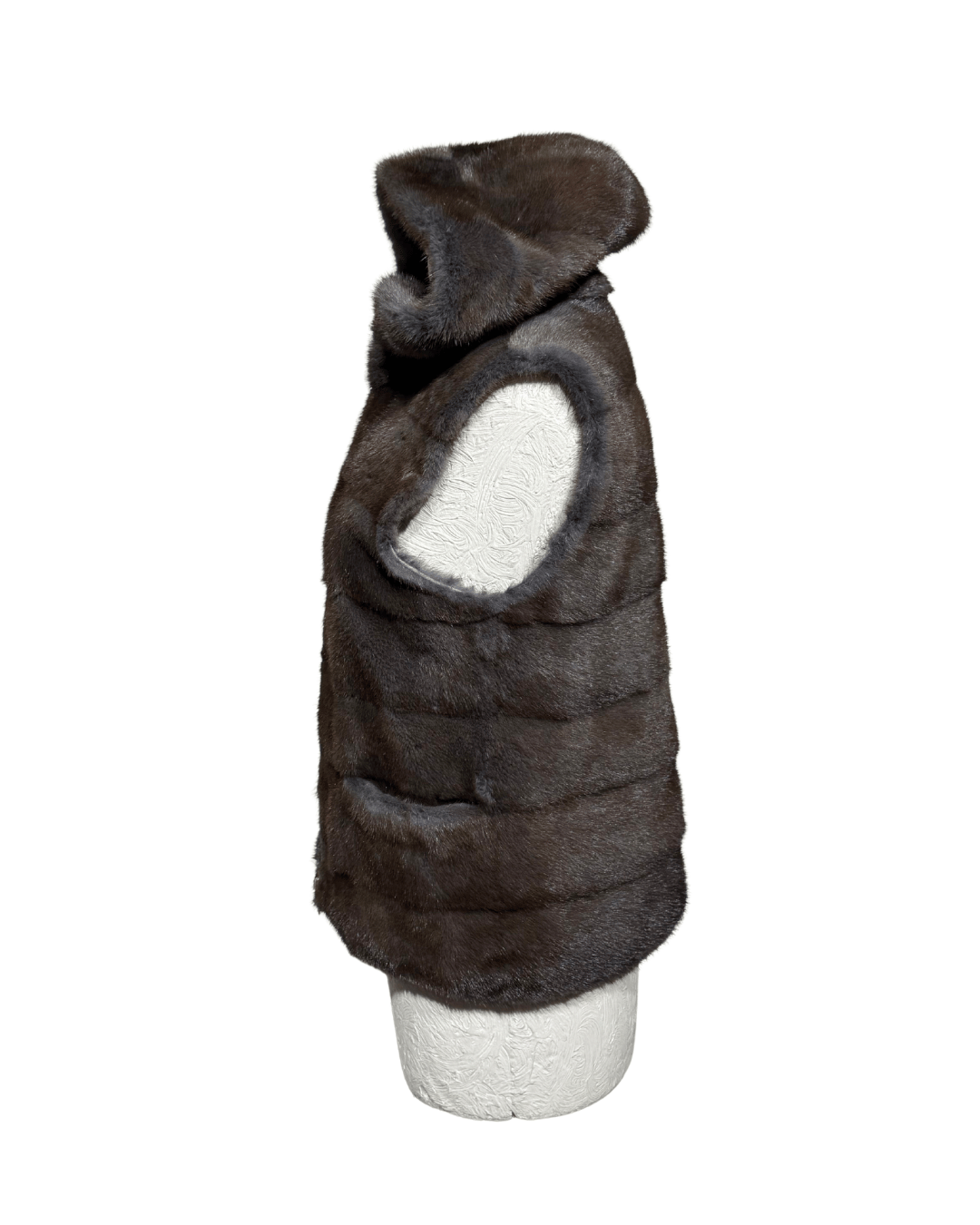 GILET VISONE CON CAPPUCCIO