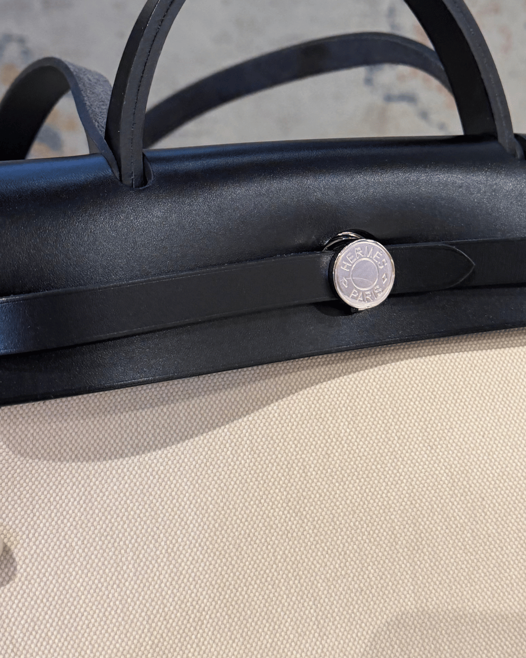 HERBAG HERMES ZIP 31 BEIGE E RIFINITURE NERE