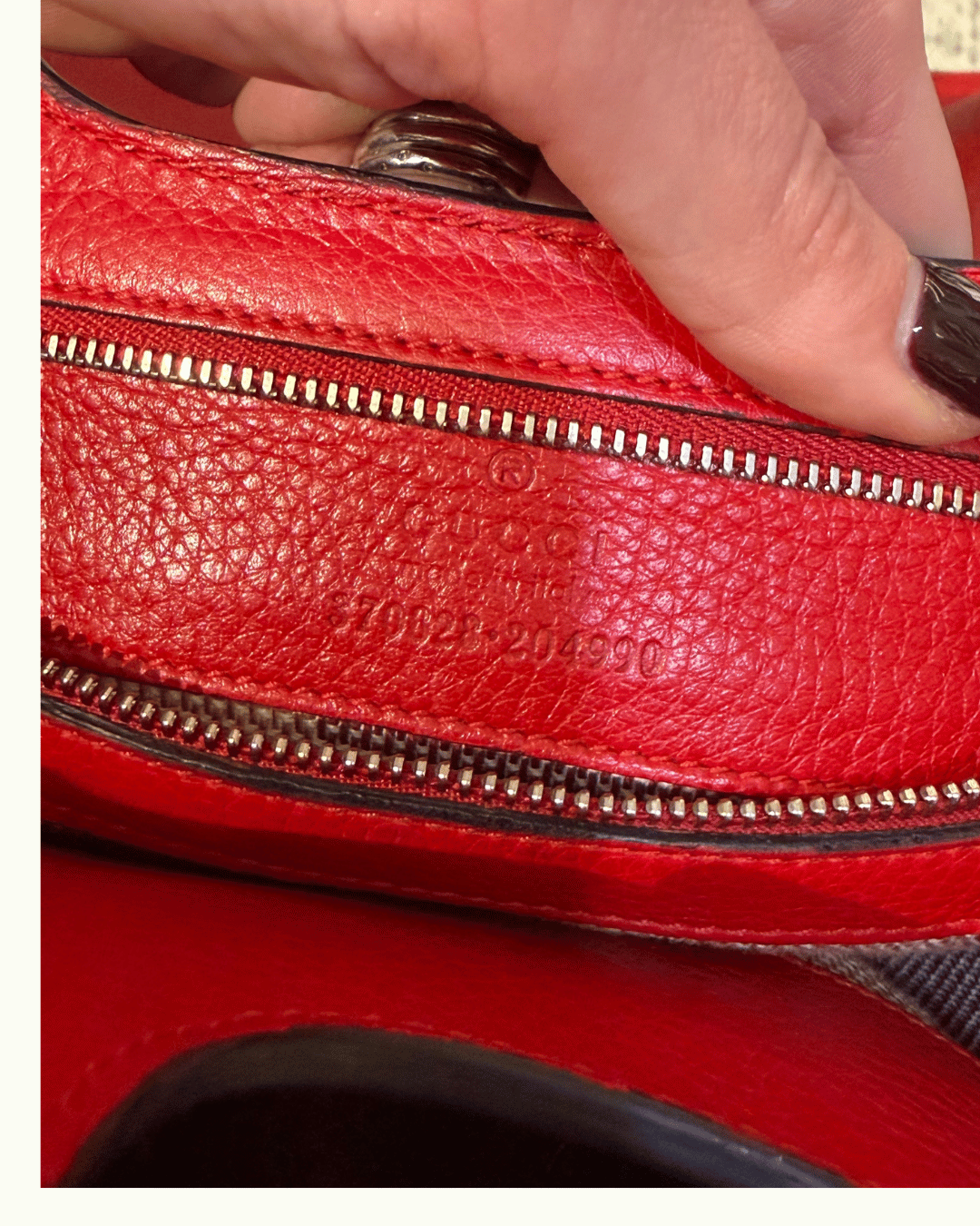 GUCCI RETTANGOLARE PELLE ROSSA MANICI BAMBOO