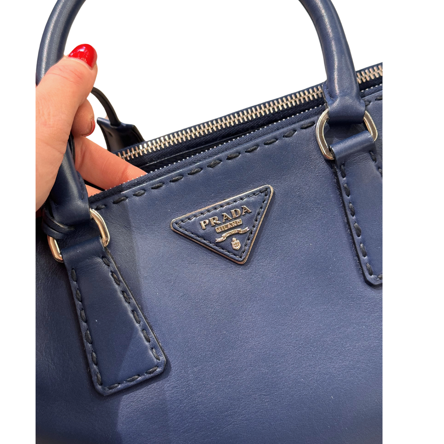 BORSA DI PRADA PELLE LISCIA BLU