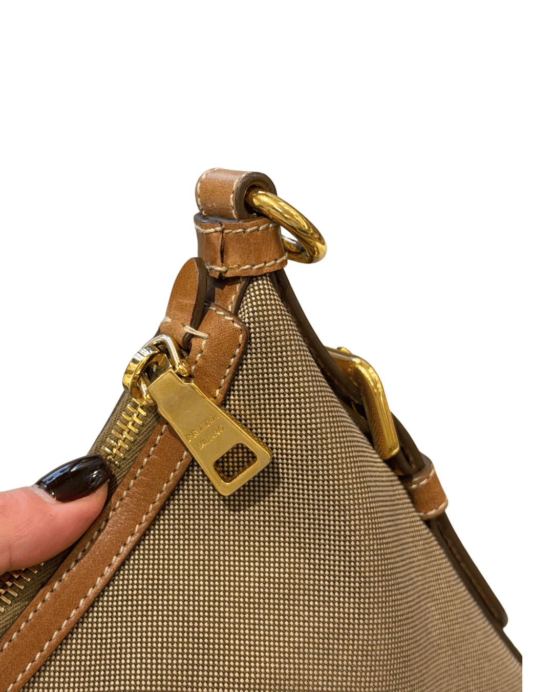 BORSA PRADA TRACOLLA TESSUTO BEIGE