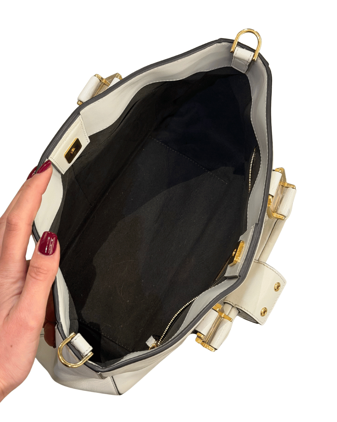 BORSA FENDI PELLE AVORIO CON TRACOLLA