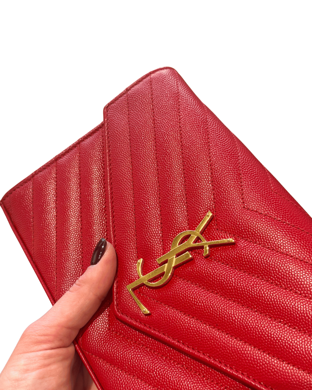 CASSANDRA YSL PELLE GRAIN DE POUDRE ROSSA