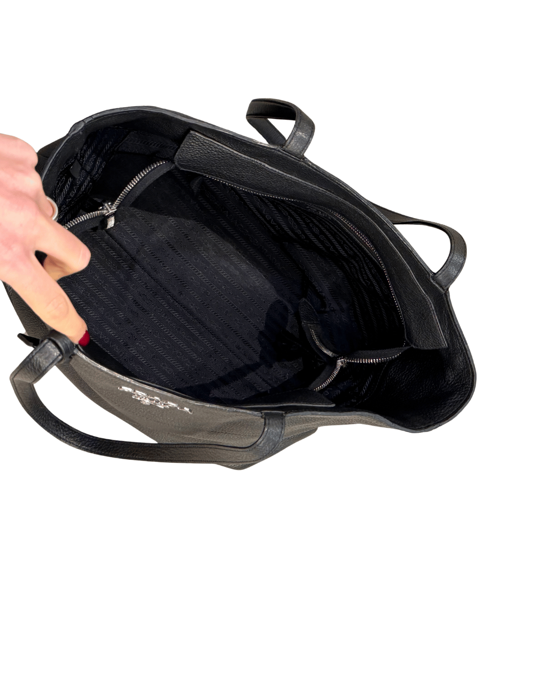 PRADA SHOPPER PELLE NERA MARTELLATA