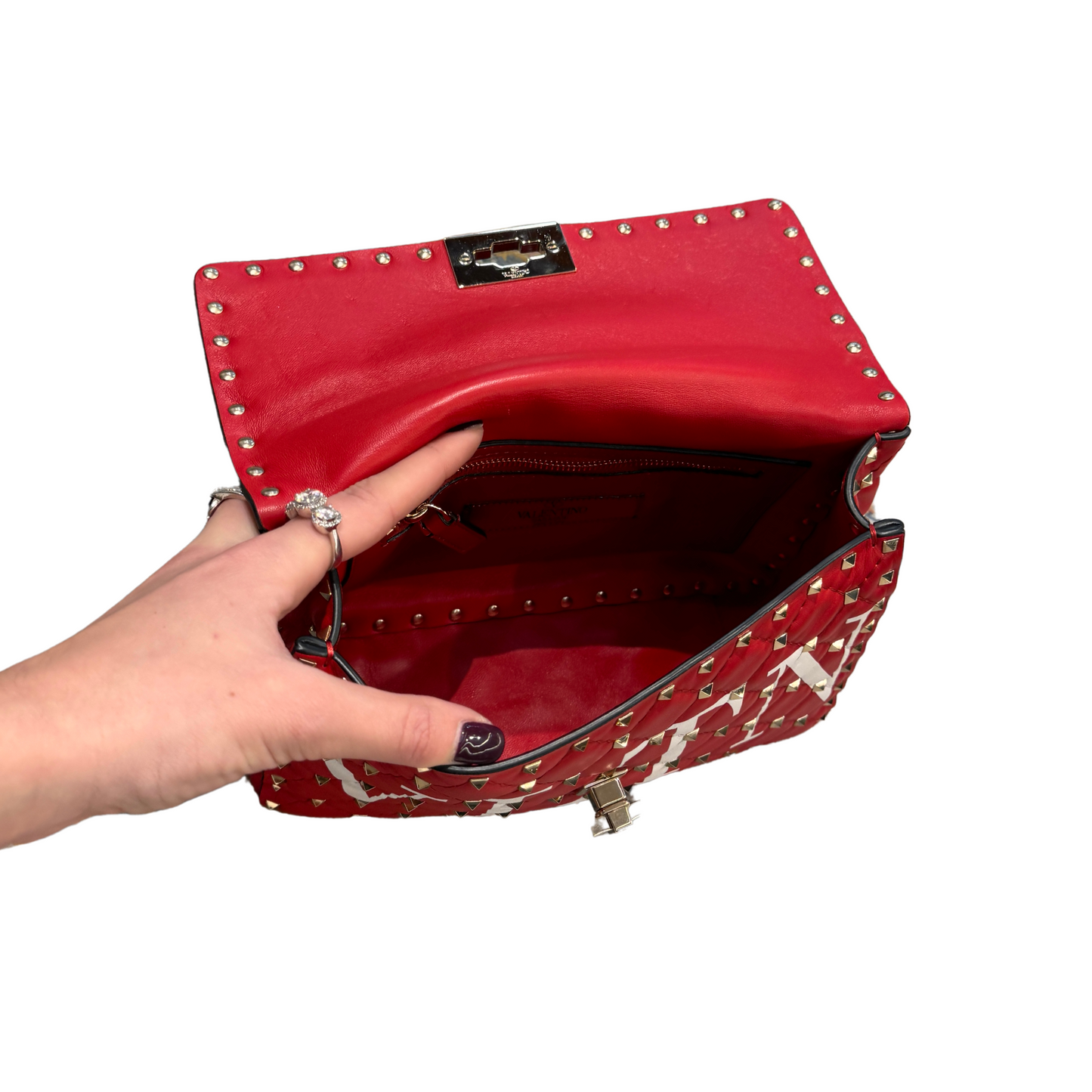 VALENTINO SPIKE ROSSA SCRITTA BIANCA