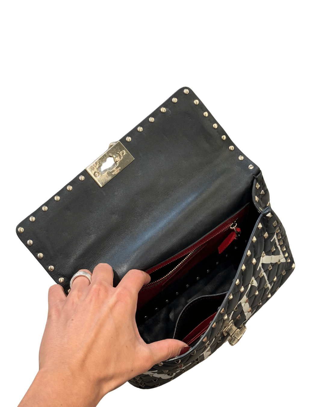 VALENTINO SPIKE MEDIA BIANCA E NERA