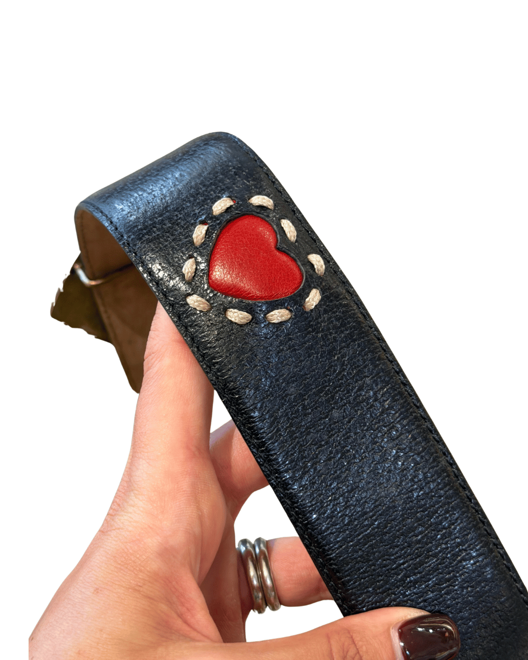 CINTURA MOSCHINO NERA CON CUORI 75