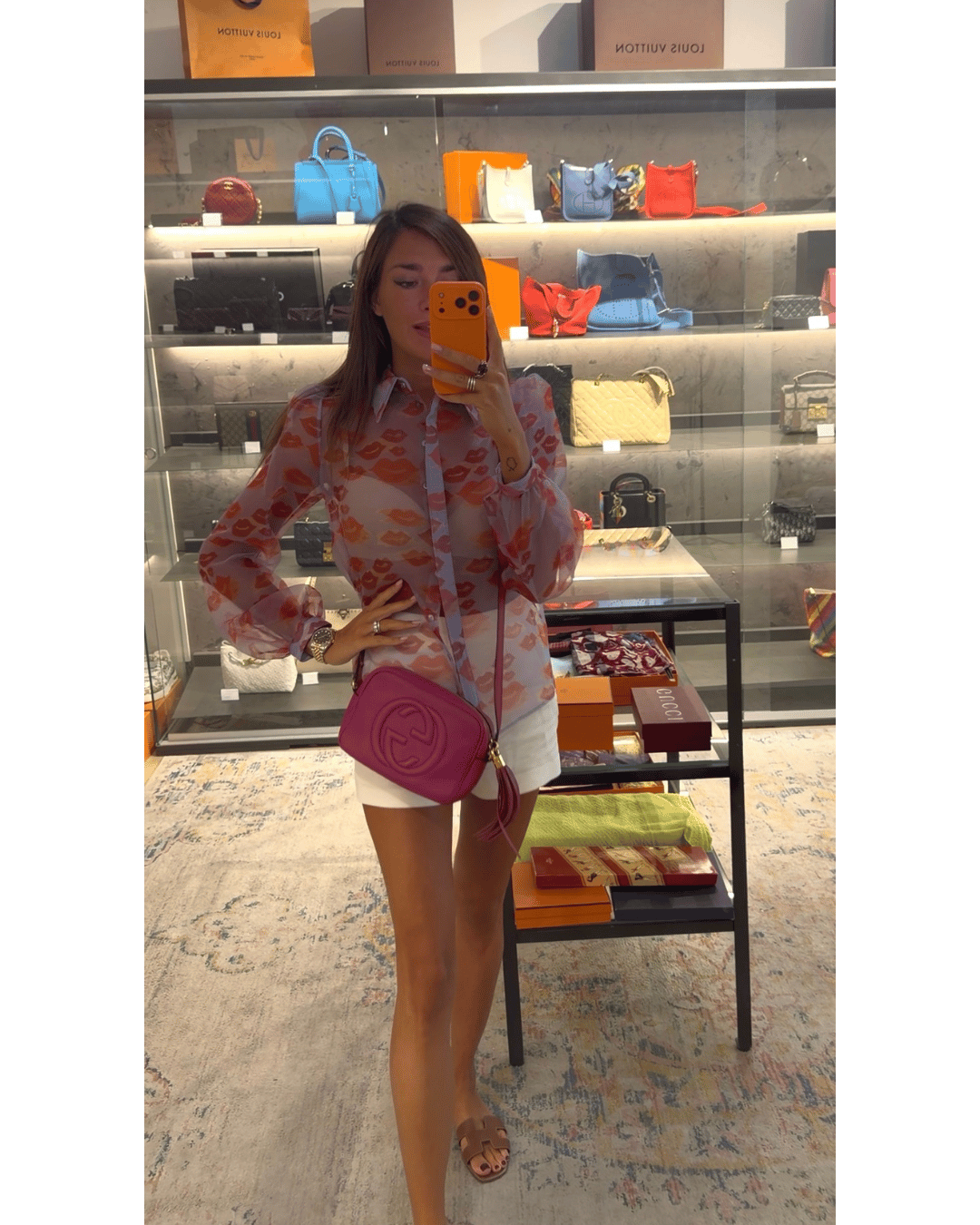 CAMICIA IN ORGANZA CON STAMPA BACI SEMITRASPARENTE Tg 40