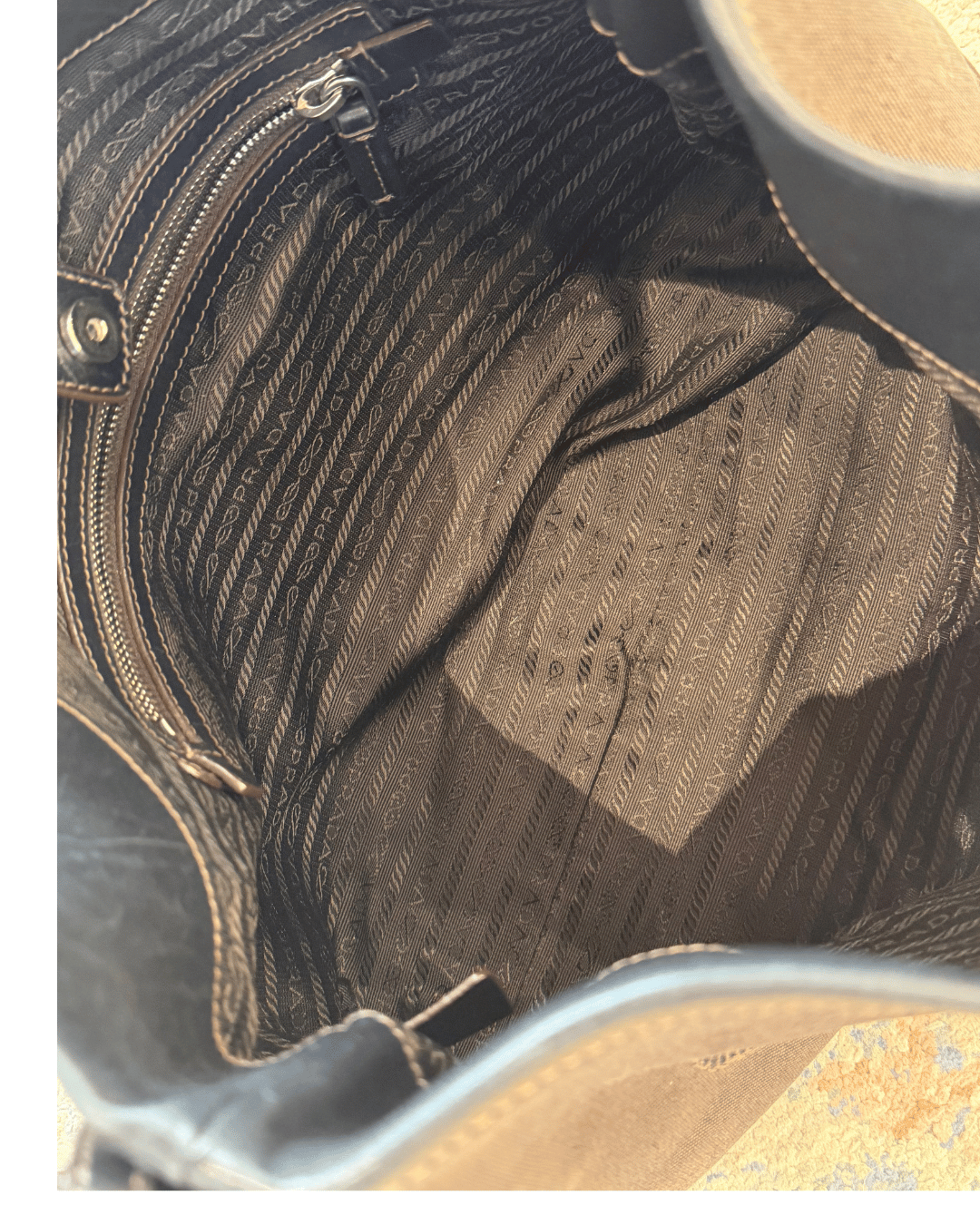 BORSA PRADA MARRONE TESSUTO