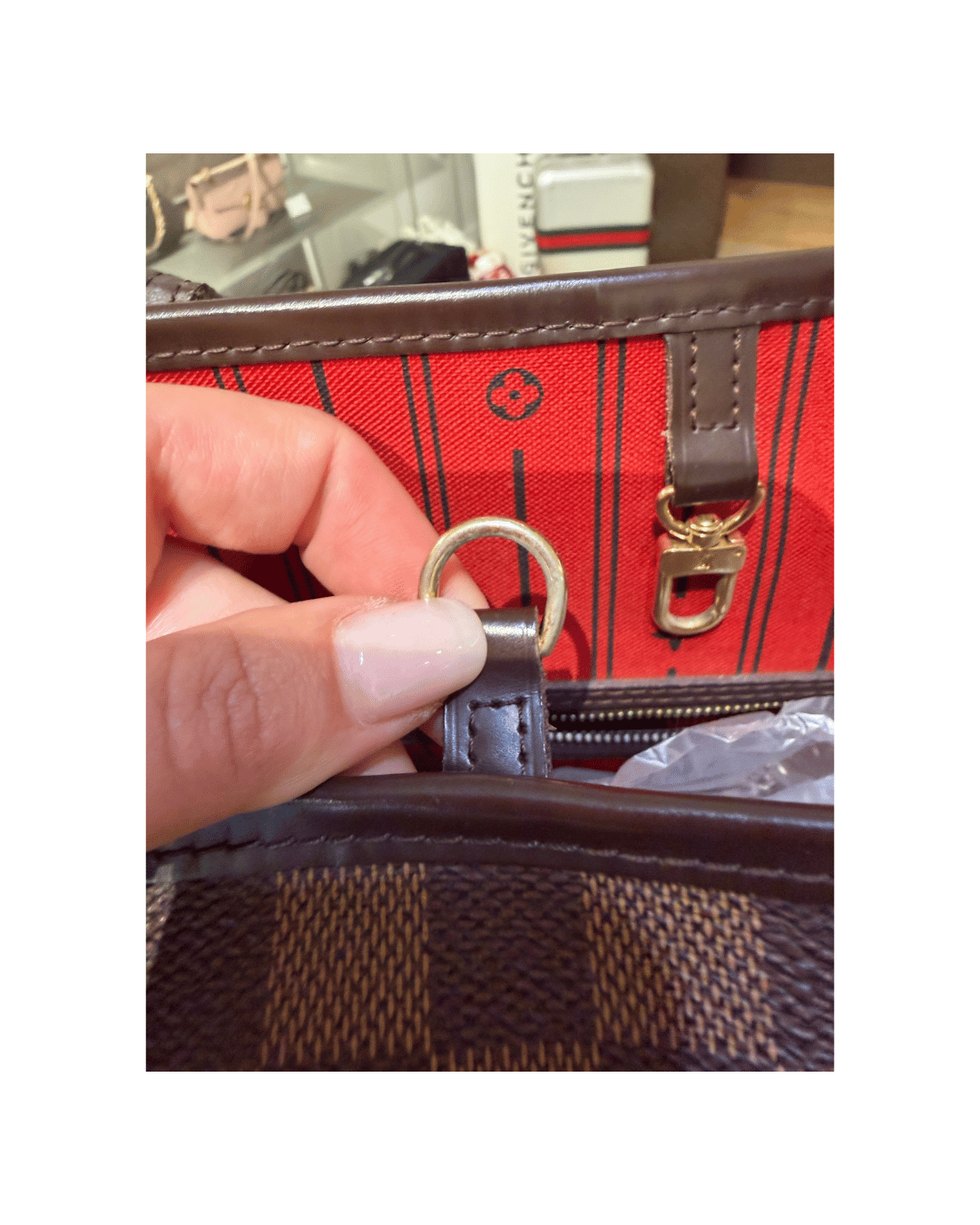 NEVERFULL MM DAMIER EBENE INTERNO ROSSO