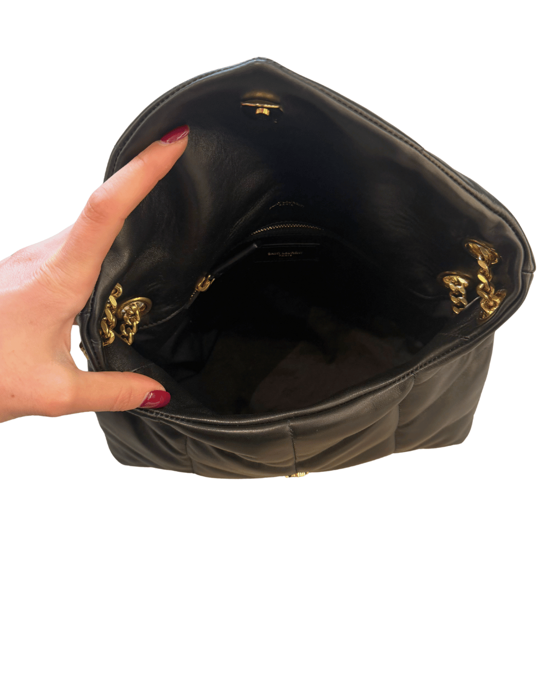 PUFFER SMALL YSL NERA CON HARDWARE DORATO