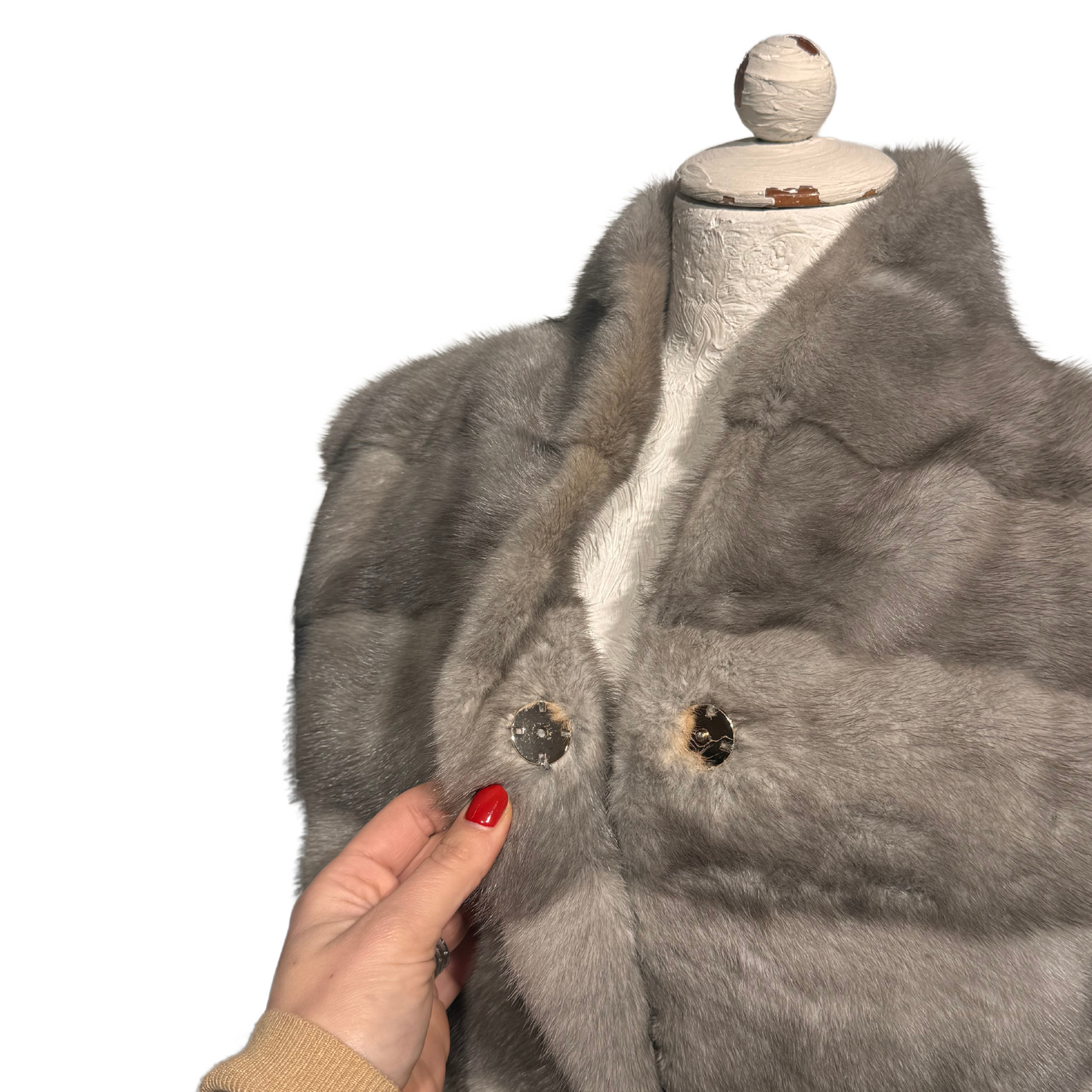 CAPPOTTO GRIGIO CON VISONE