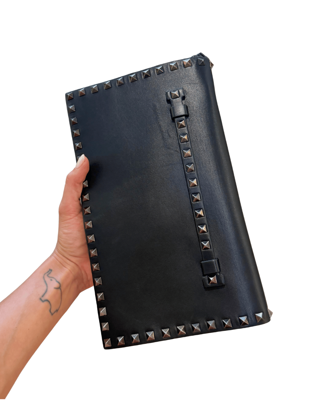 CLUTCH POCHETTE PELLE LISCIA NERA VALENTINO