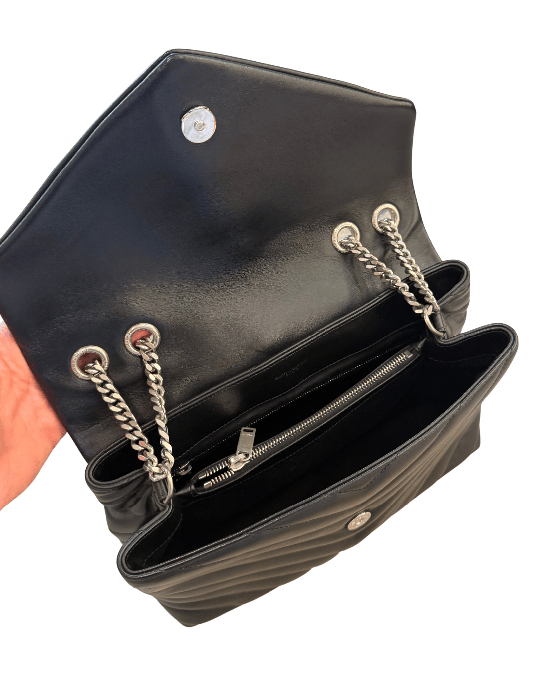 LOULOU MEDIA NERA YSL HARDWARE ARGENTO